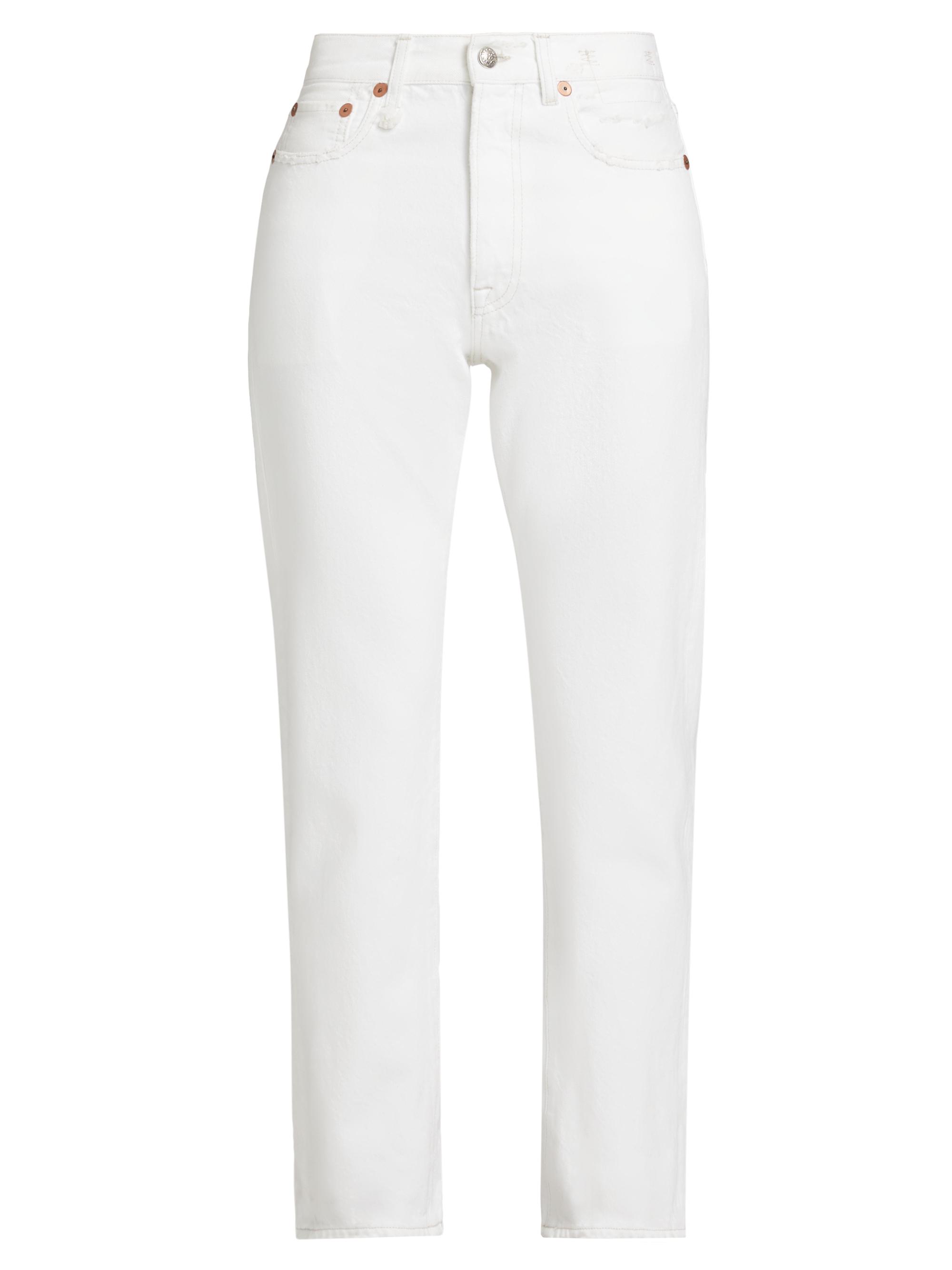 R13 Women's Boyfriend Denim High-Rise Straight-Leg Jeans - Aerin White