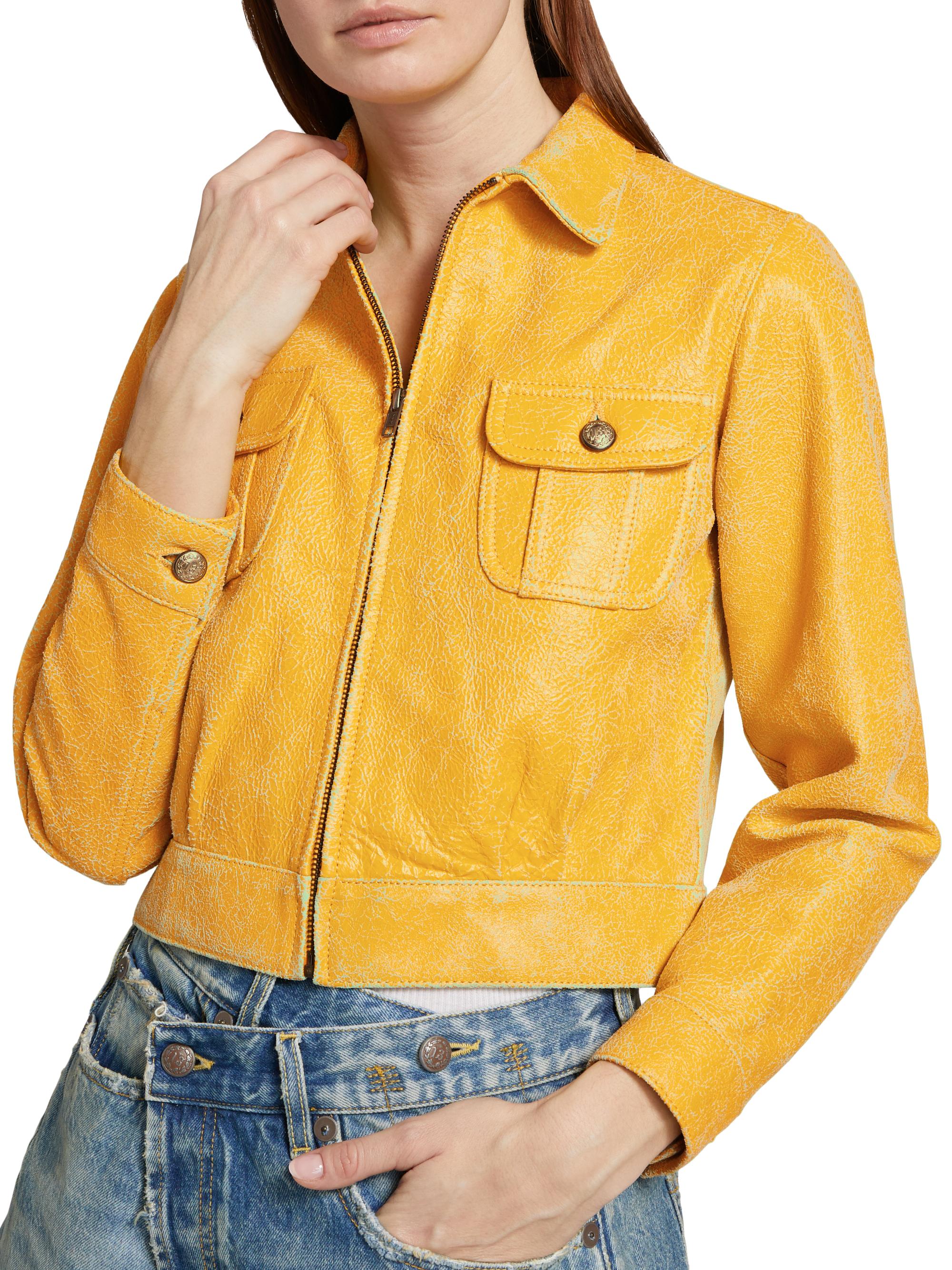 R13 Textured Leather Crop Zip-Up Jacket | Saks Fifth Avenue