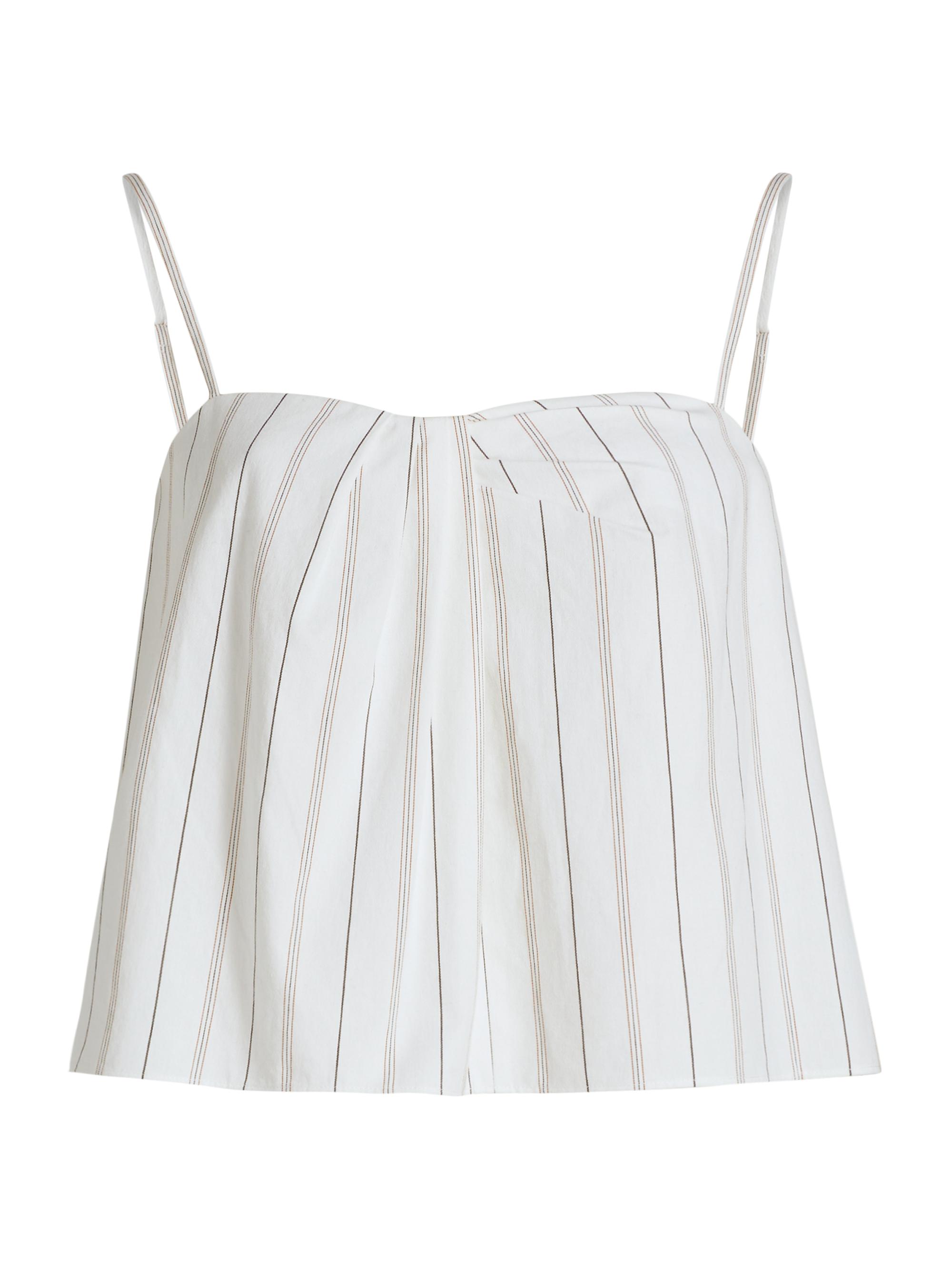 Vince Women's Seedling Draped Striped Cotton Sleeveless Top - Off White Marigold