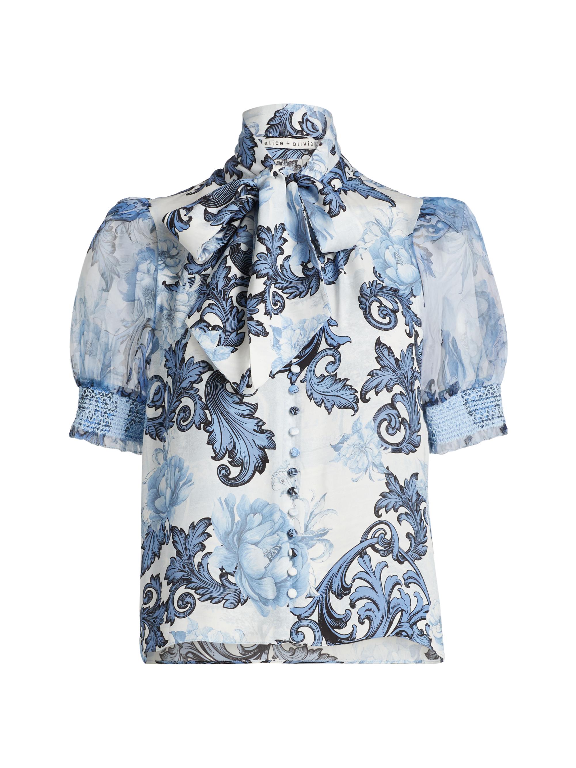 Alice + Olivia Women's Brentley Puff-Sleeve Blouse - Scroll Symphony