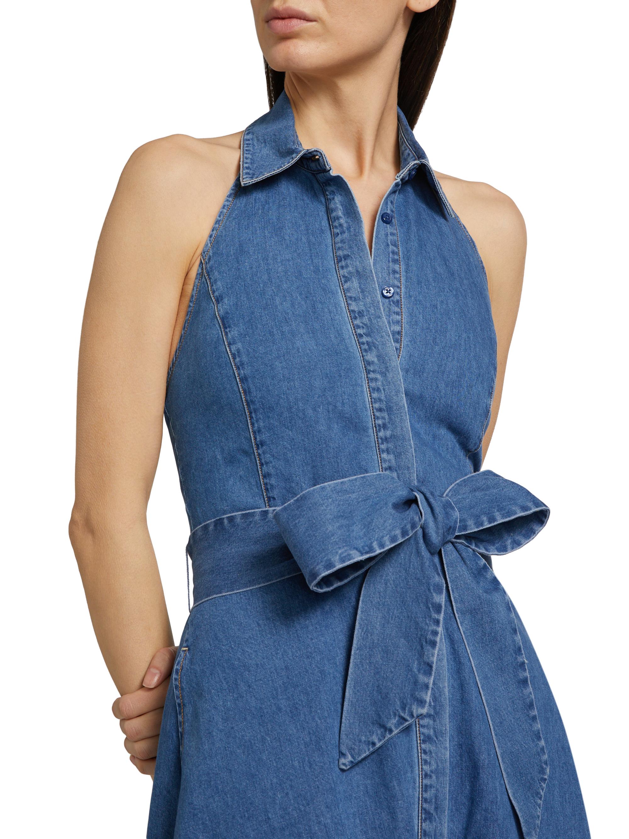 ALICE + OLIVIA Chassidy Chambray Halterneck Midi-Shirtdress | Saks Fifth  Avenue