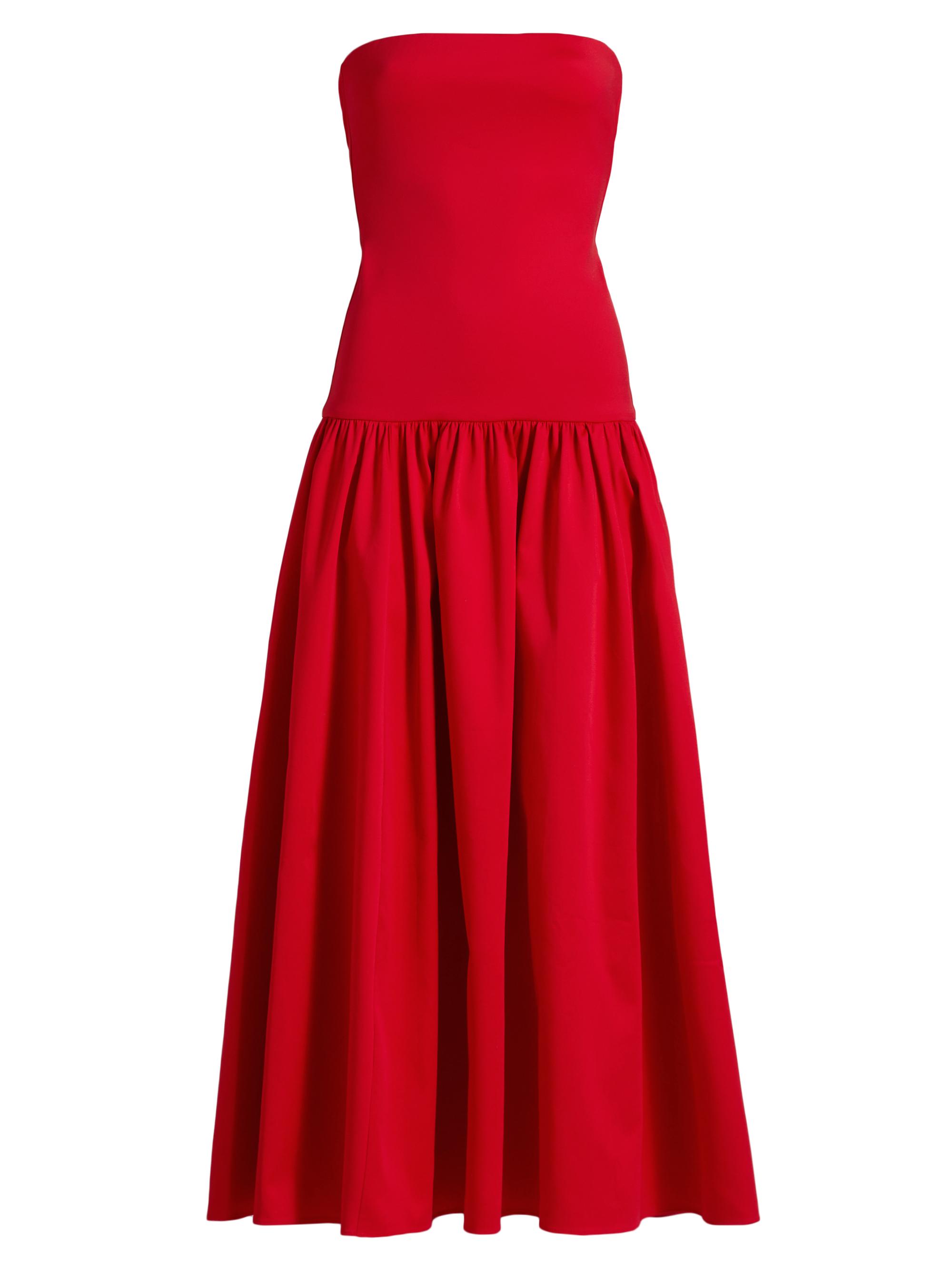 Alice + Olivia Women's Oriana Strapless Drop-Waist Midi-Dress - Bright Ruby