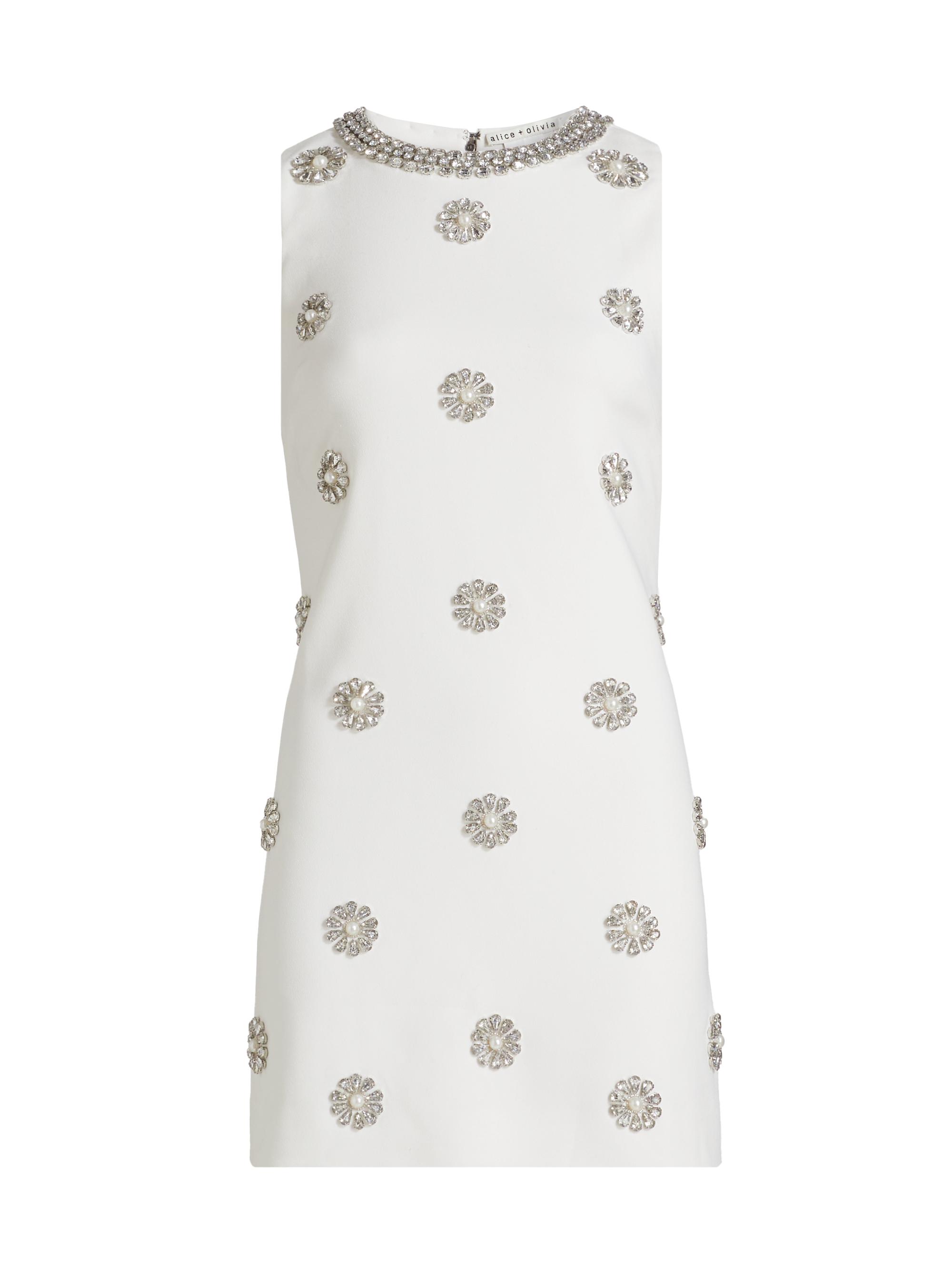 Alice + Olivia Women's Clyde Embellished Minidress - Off White