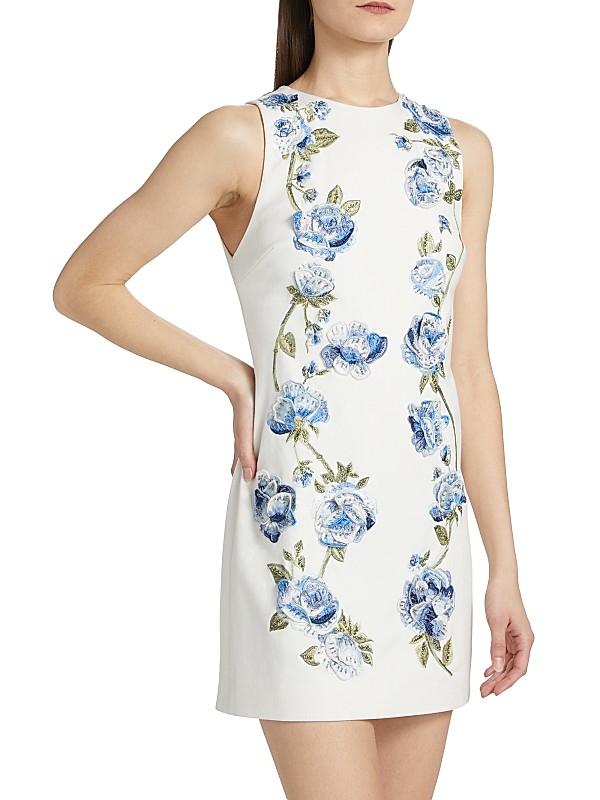 Shop Alice + Olivia Clyde Embellished Floral Shift Minidress Shop Alice + Olivia Clyde Embellished Floral Shift Minidress