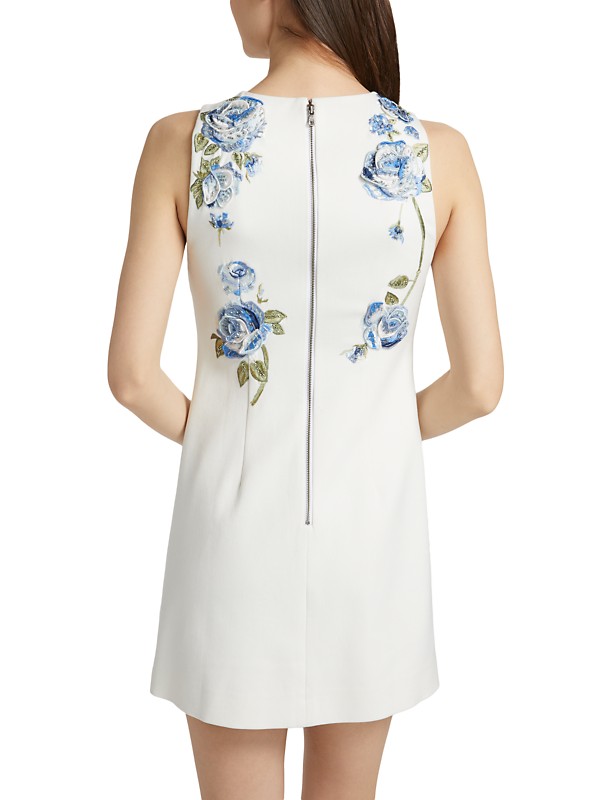 Shop Alice + Olivia Clyde Embellished Floral Shift Minidress Shop Alice + Olivia Clyde Embellished Floral Shift Minidress