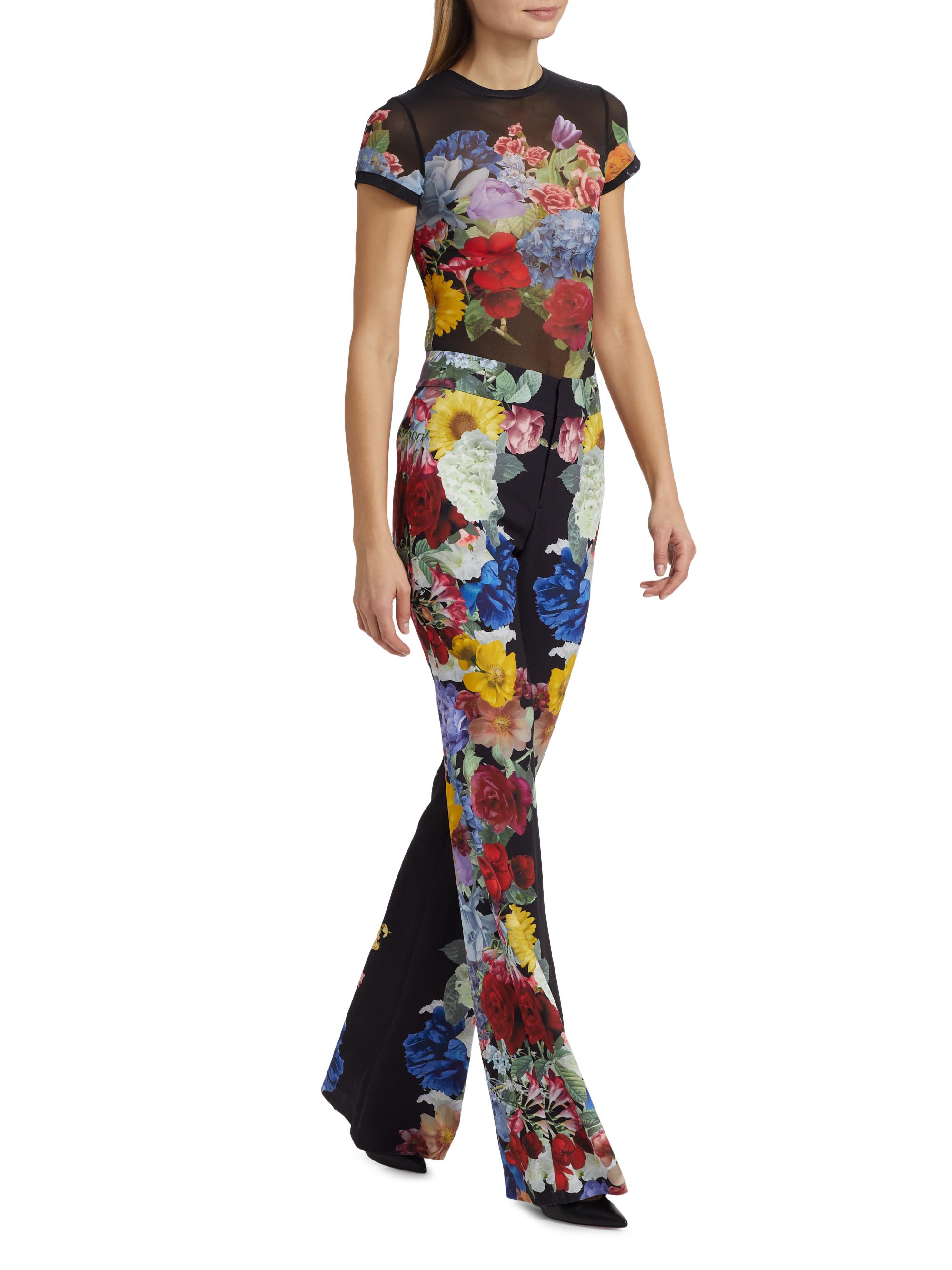 Alice + Olivia Andrew Floral Boot-Cut Slim Pants | Saks Fifth Avenue