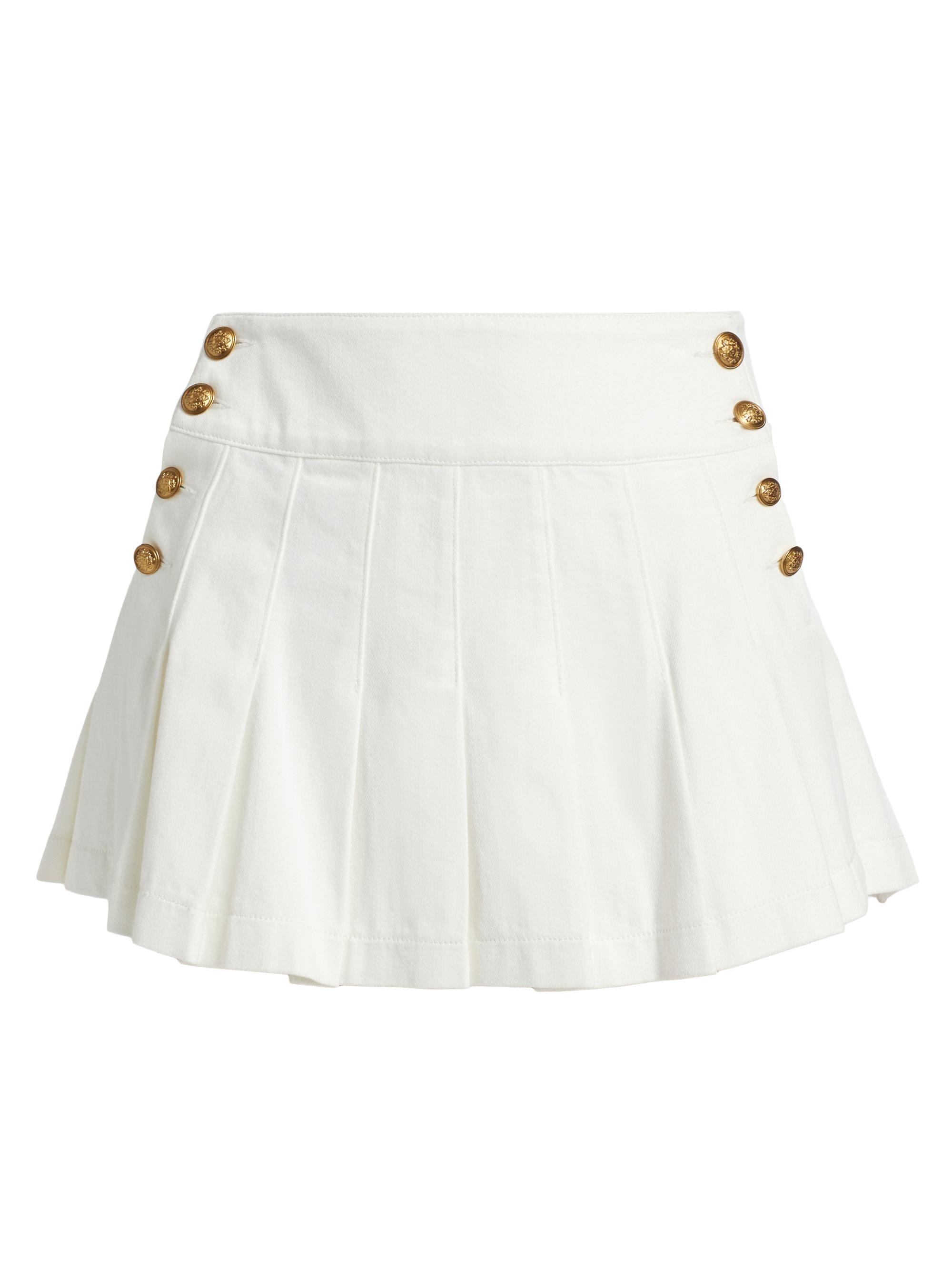 Alice + Olivia デニムミニスカート Carter Pleated Denim Mini Skirt In Love Train | Alice + Olivia