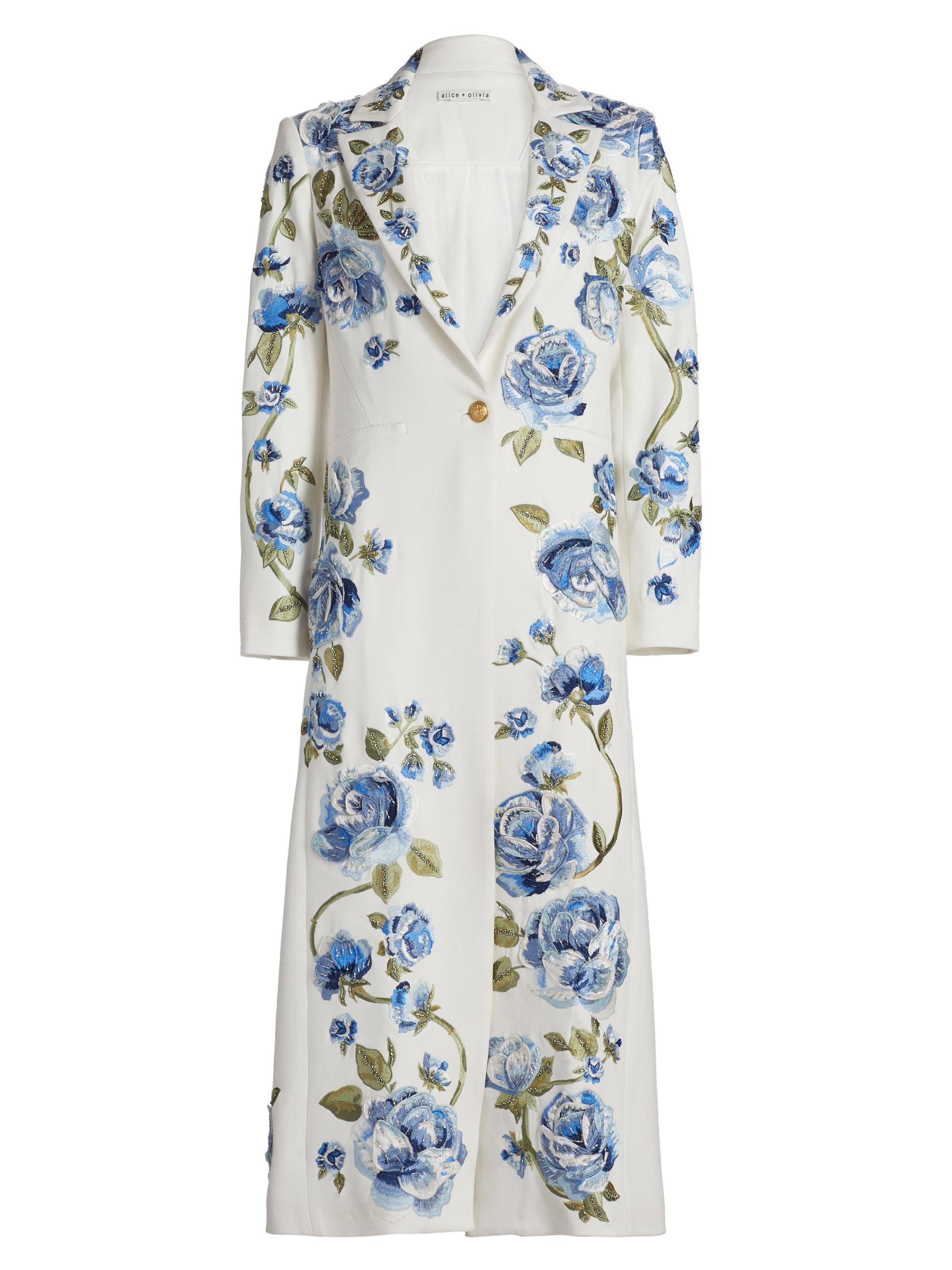 Alice + Olivia Women's Macey Embellished Longline Blazer - Off White Multi