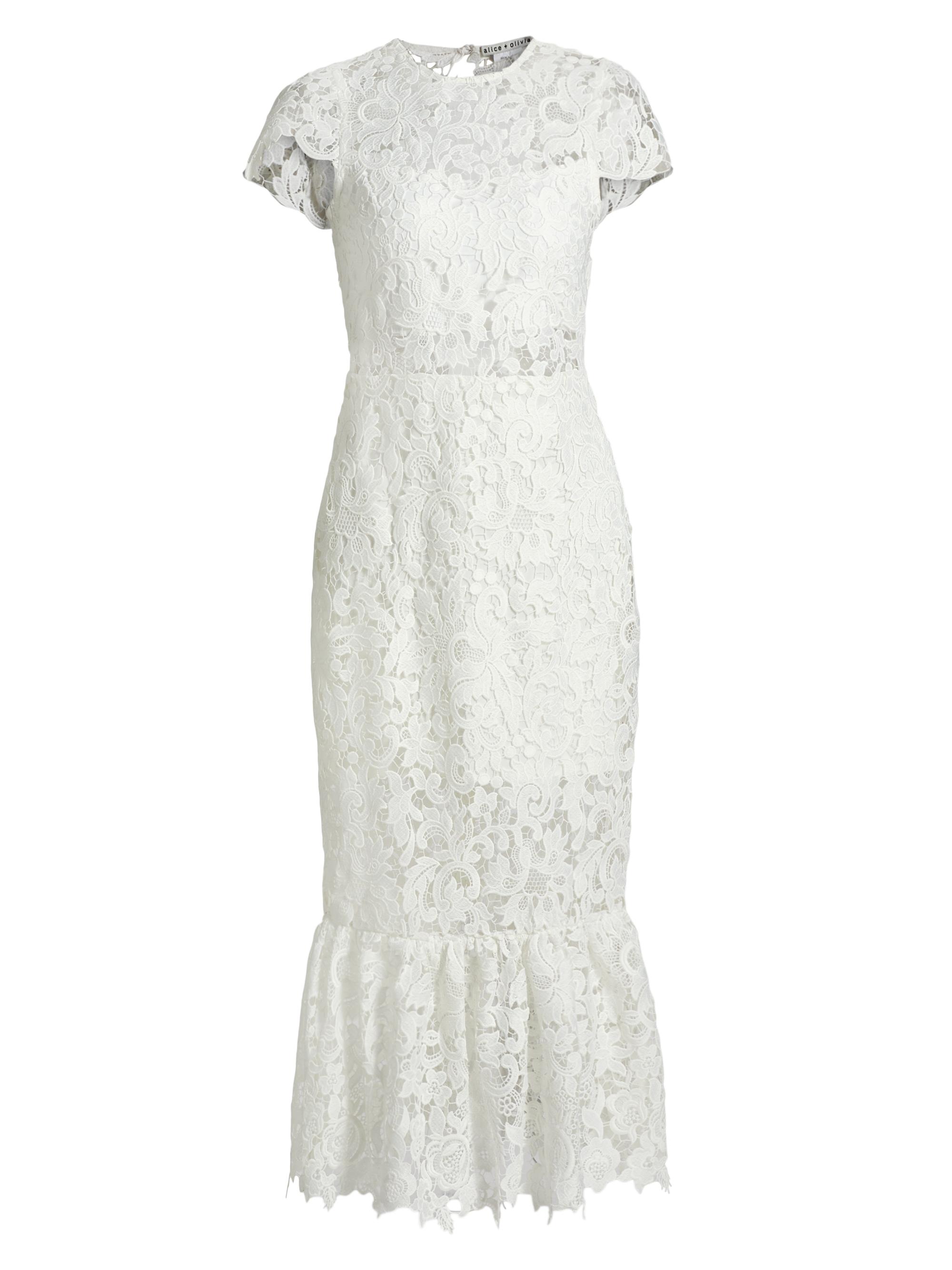 ALICE + OLIVIA Clover Open Back Lace Midi-Dress | Saks Fifth Avenue