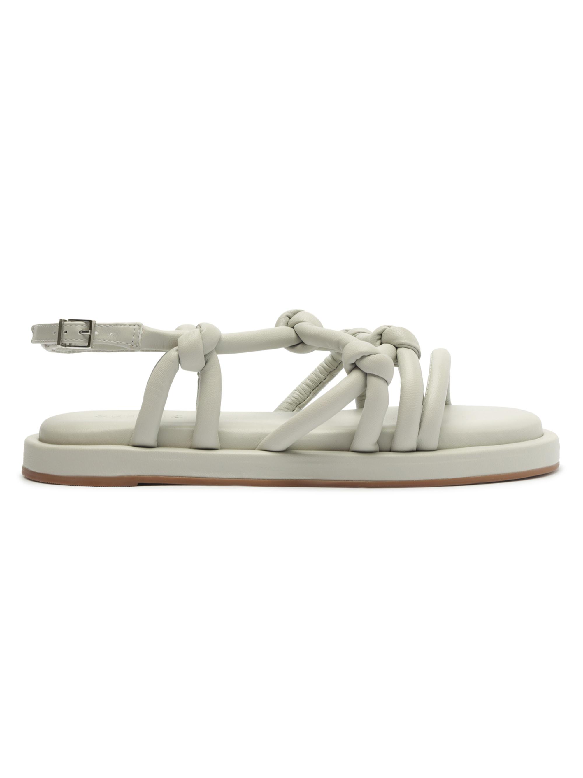 Schutz Women's Janet Leather Knotted Flat Sandals - Cloud Grey