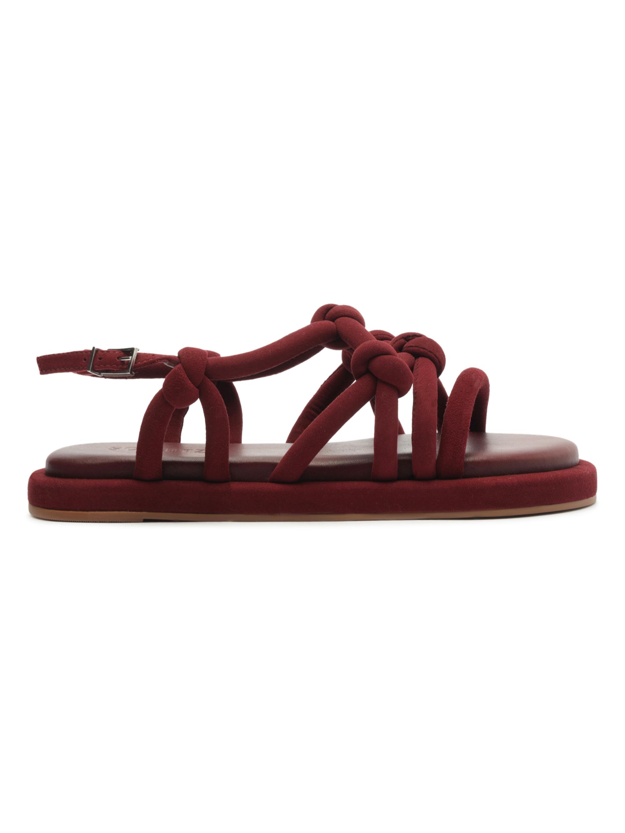 Schutz Women's Janet Suede Knotted Flat Sandals - Vino
