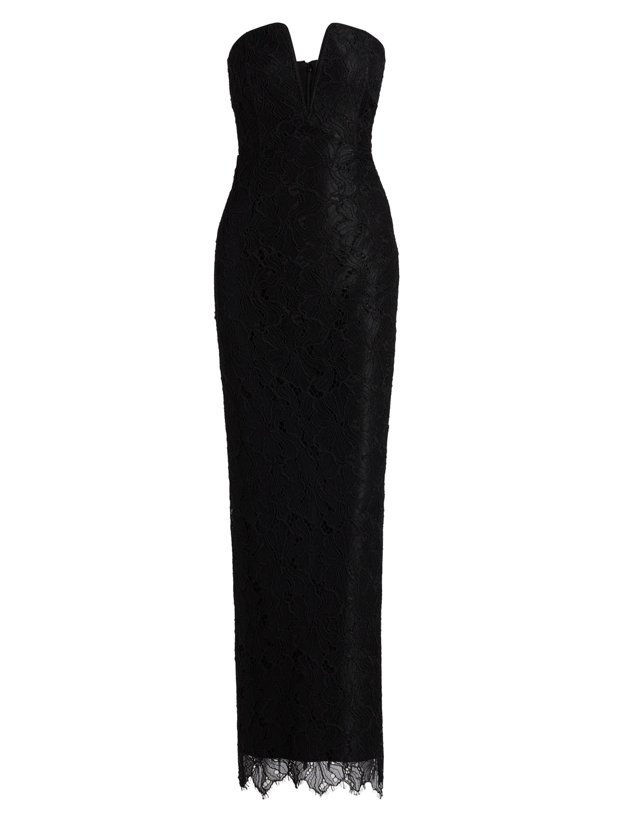 BCBGMAXAZRIA Women's Lace-Trimmed Strapless V-Neck Gown - Black