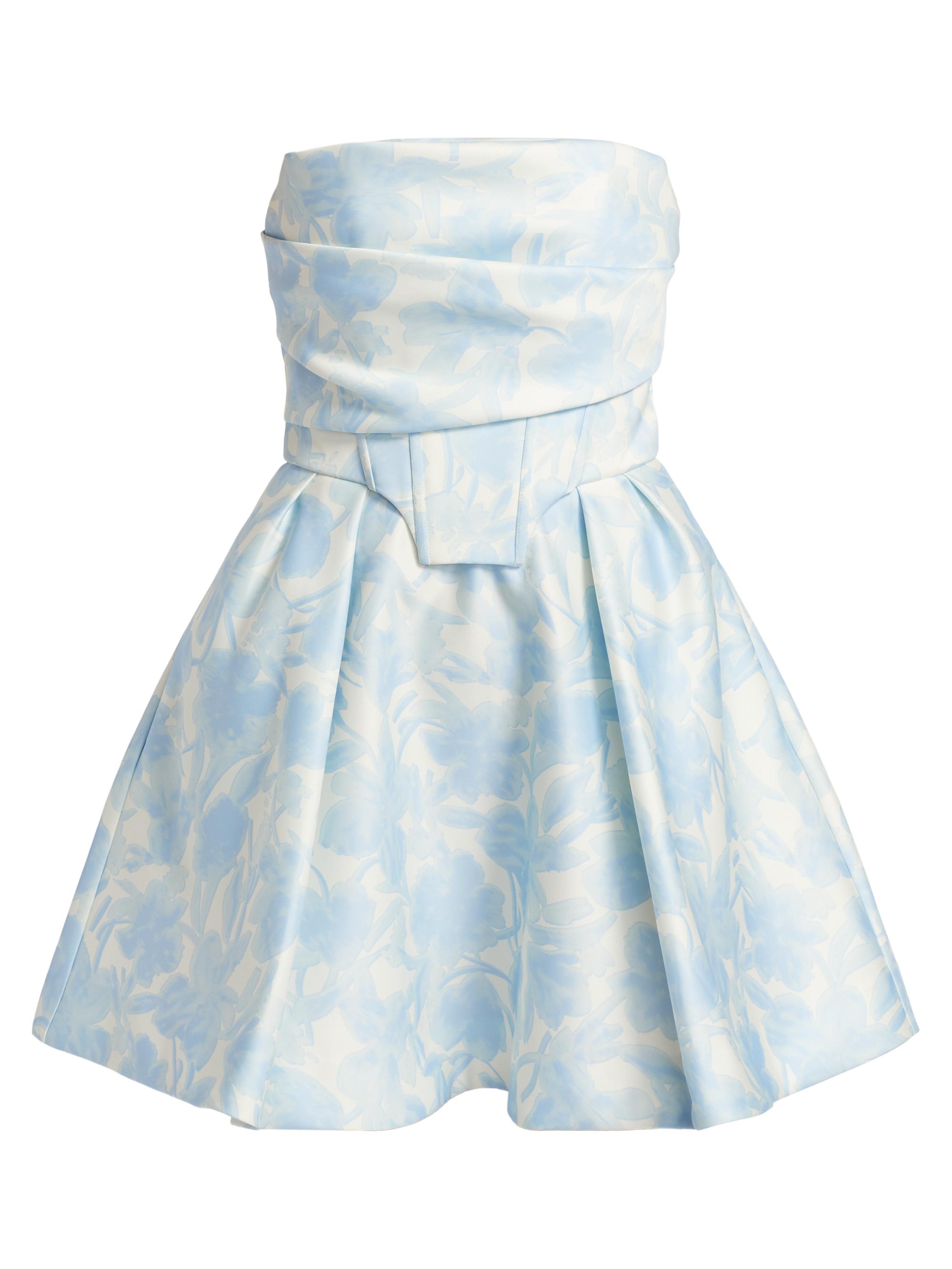 BCBGMAXAZRIA Women's Floral Peak Top Stitch Minidress - Sky Floral Print