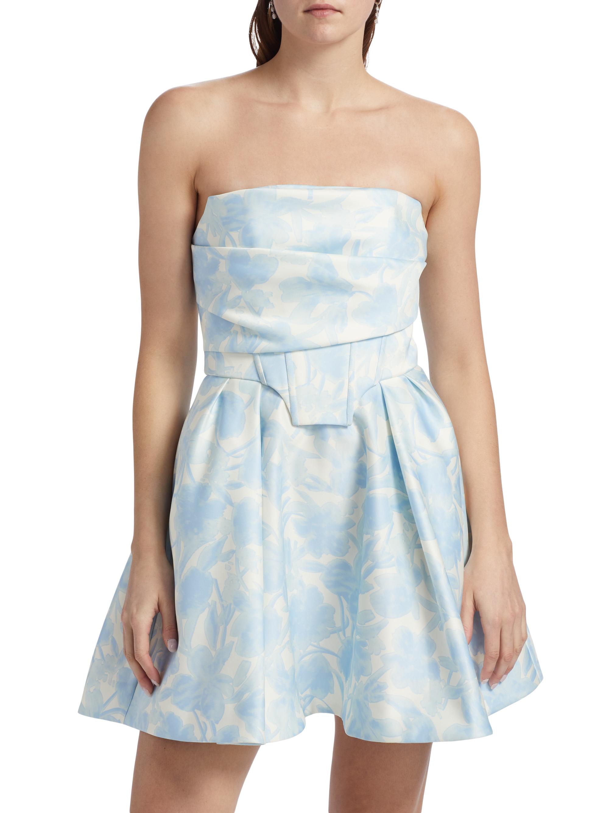 BCBGMAXAZRIA Women's Floral Peak Top Stitch Minidress - Sky Floral Print | Thumbnail 3