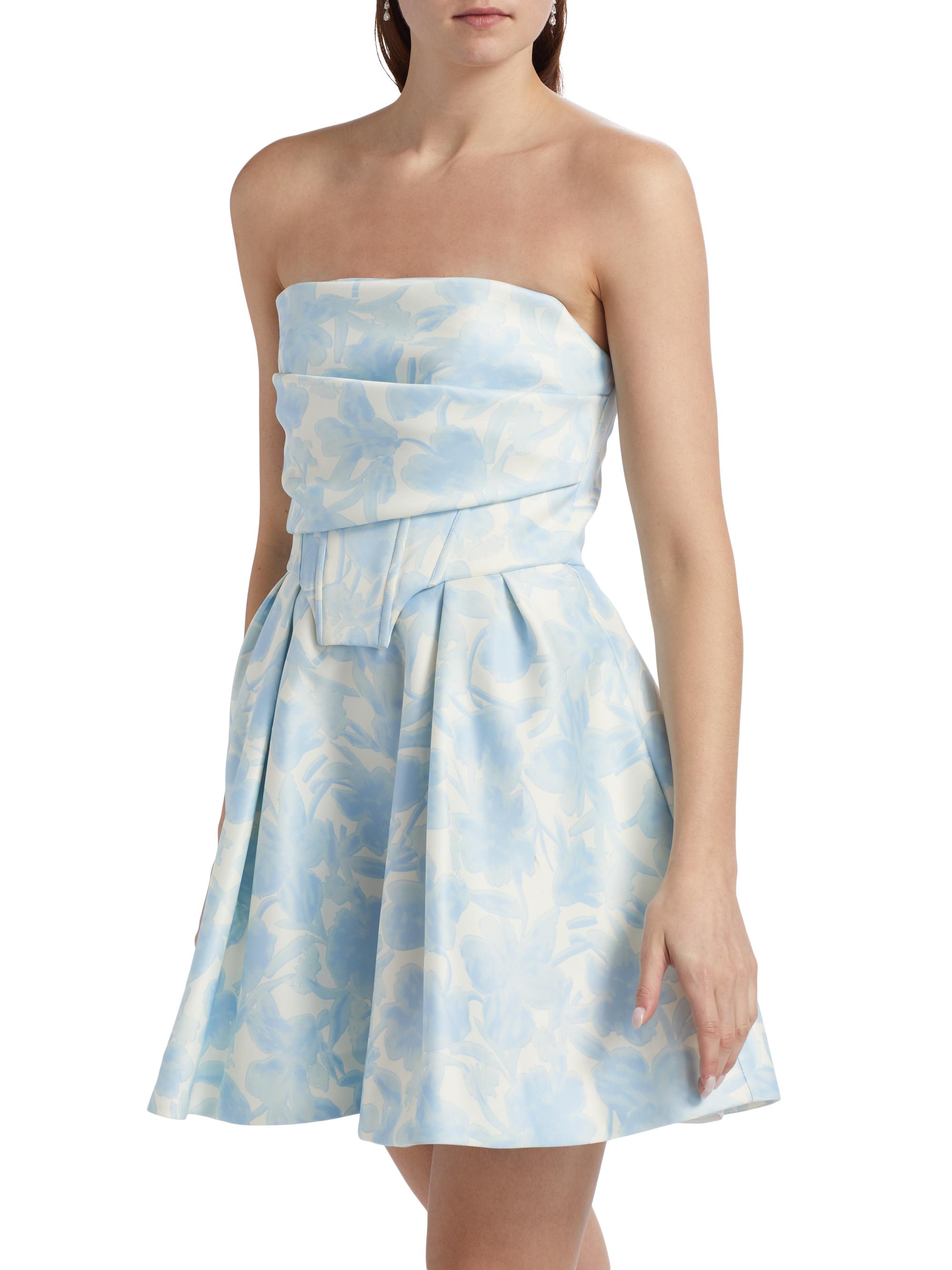 BCBGMAXAZRIA Women's Floral Peak Top Stitch Minidress - Sky Floral Print | Thumbnail 4