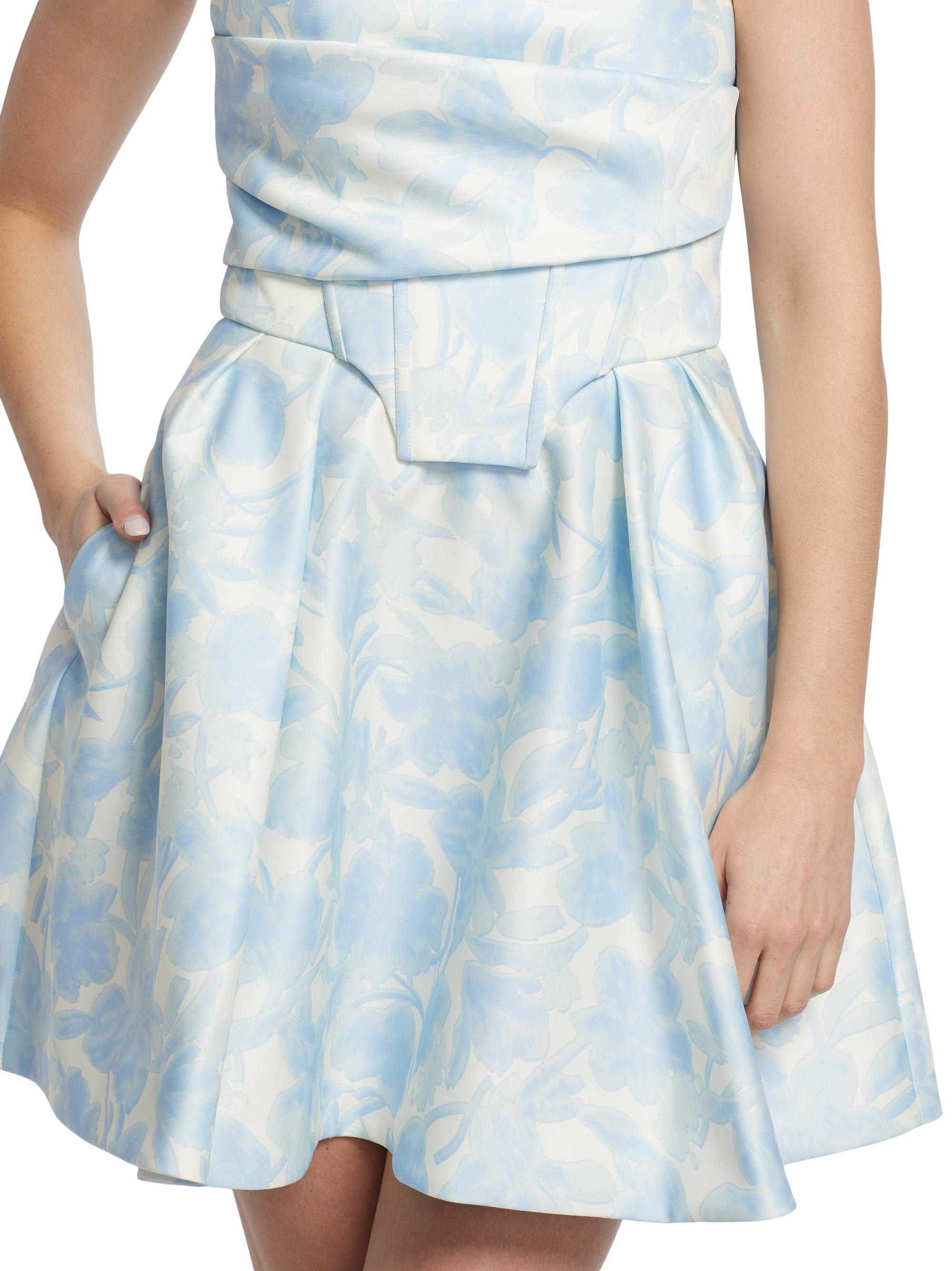 BCBGMAXAZRIA Women's Floral Peak Top Stitch Minidress - Sky Floral Print | Thumbnail 6