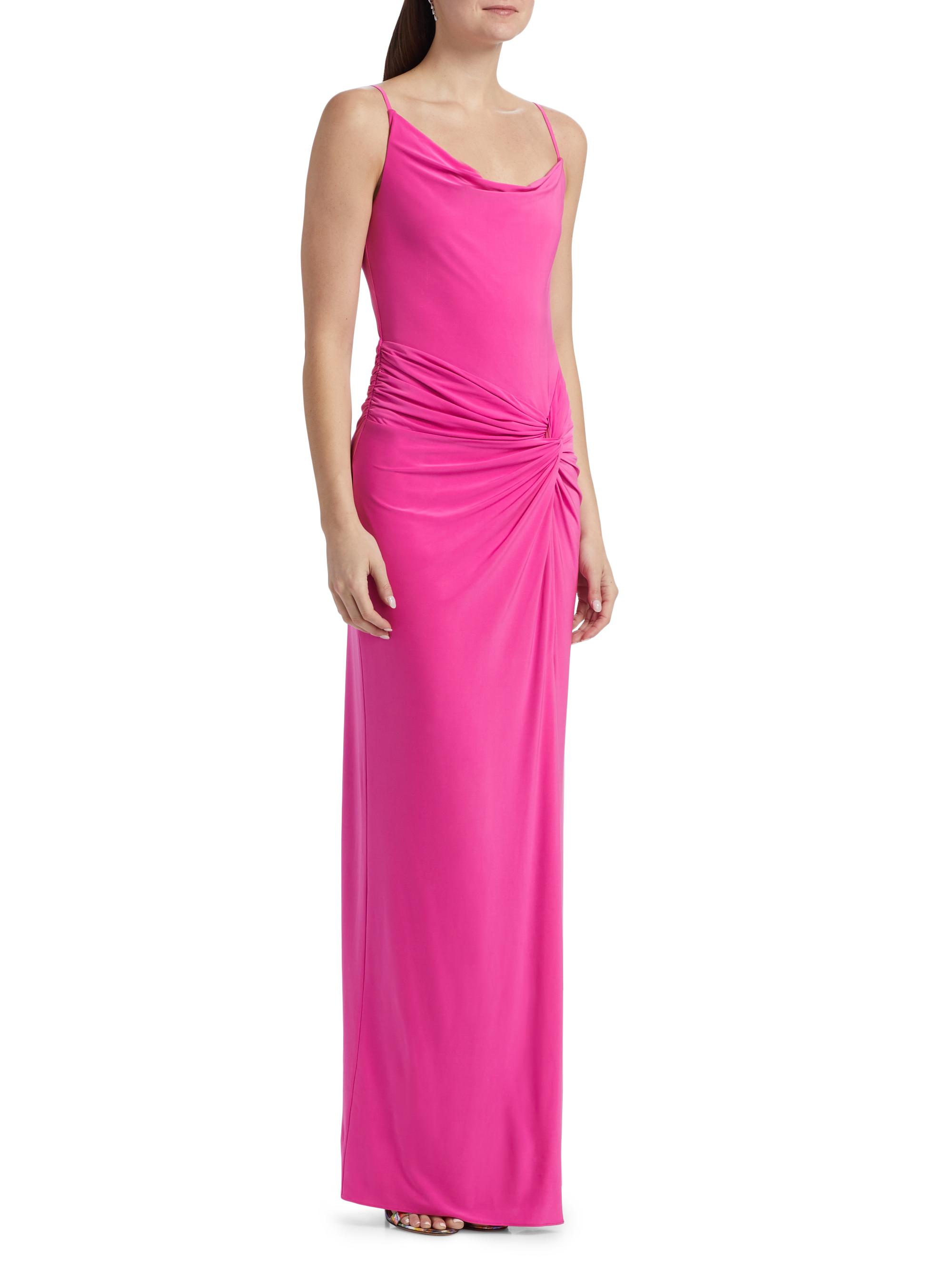 BCBGMAXAZRIA Women's Gathered Cowlneck Gown - Electric Orchid | Thumbnail 4