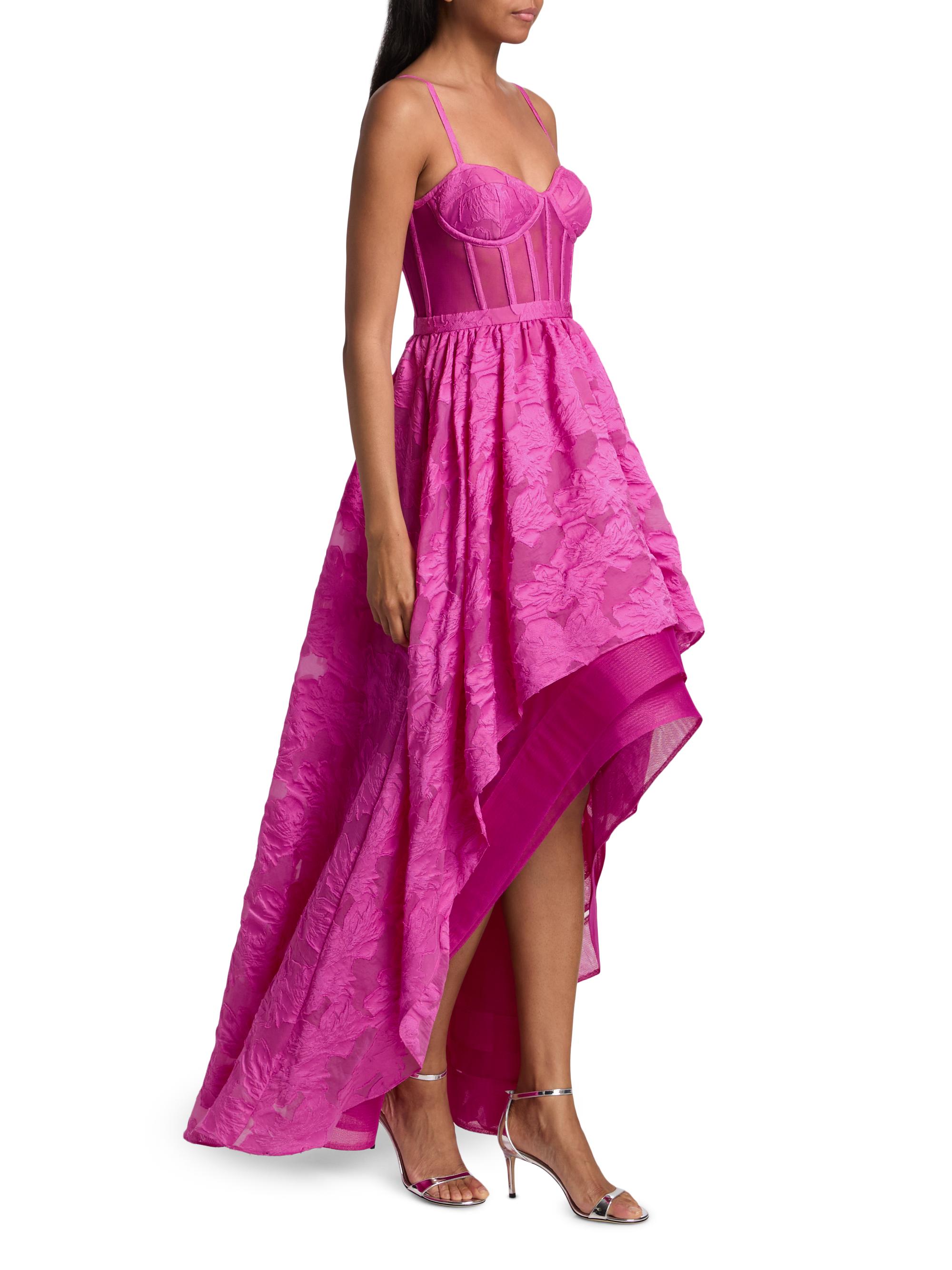 BCBGMAXAZRIA Women's Organza High-Low Gown - Electric Orchid | Thumbnail 4