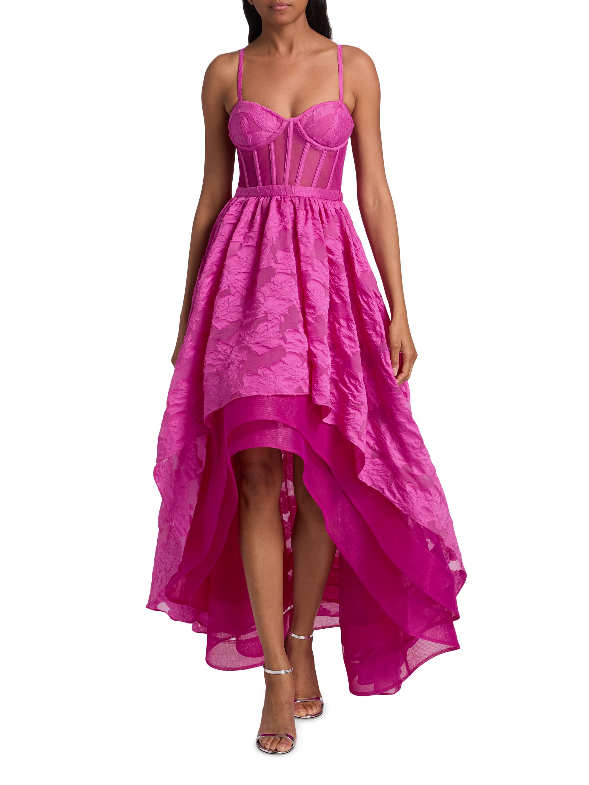 BCBGMAXAZRIA Women's Organza High-Low Gown - Electric Orchid | Thumbnail 2