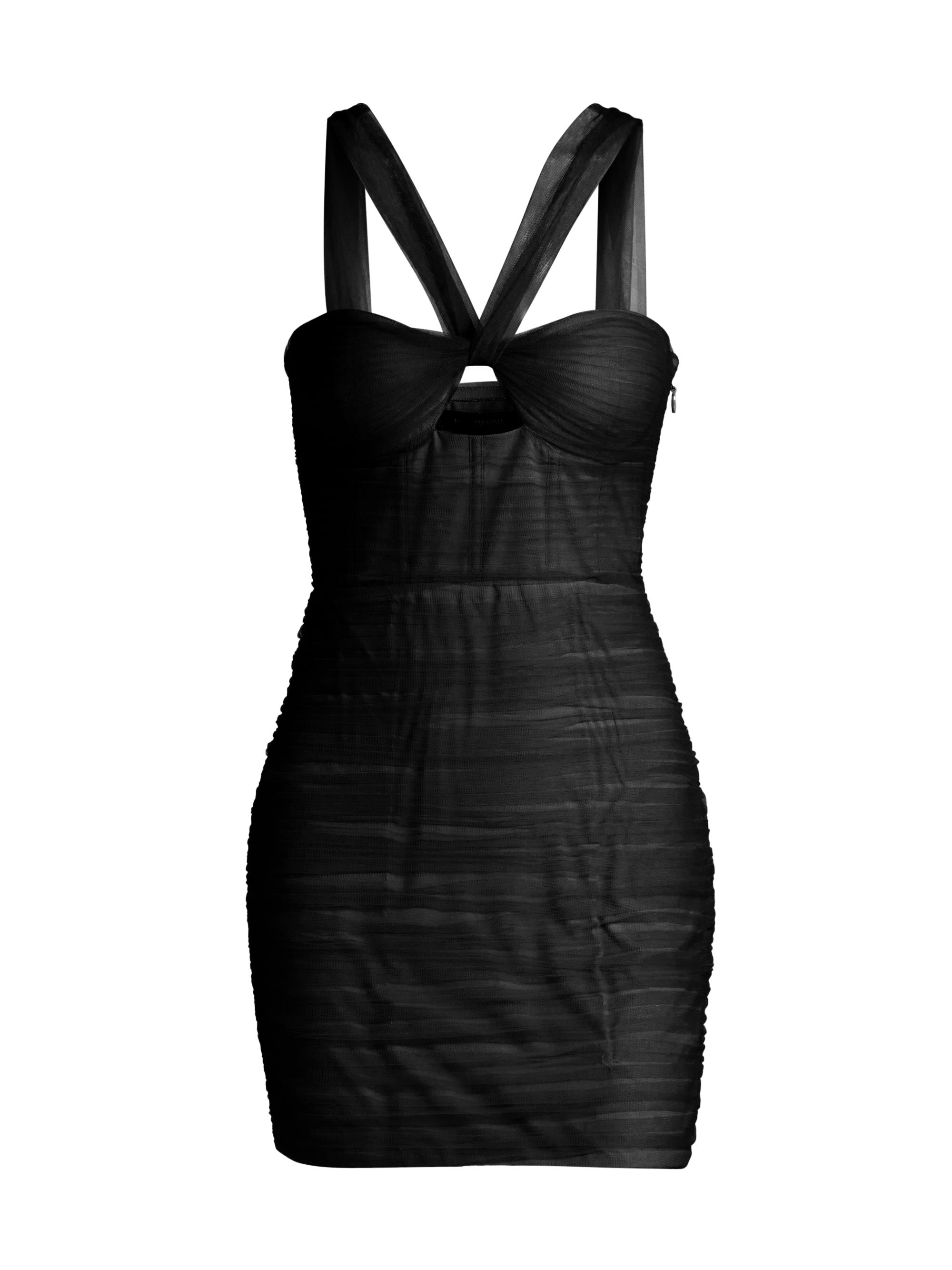 BCBGMAXAZRIA Women's Tulle Halterneck Minidress - Black