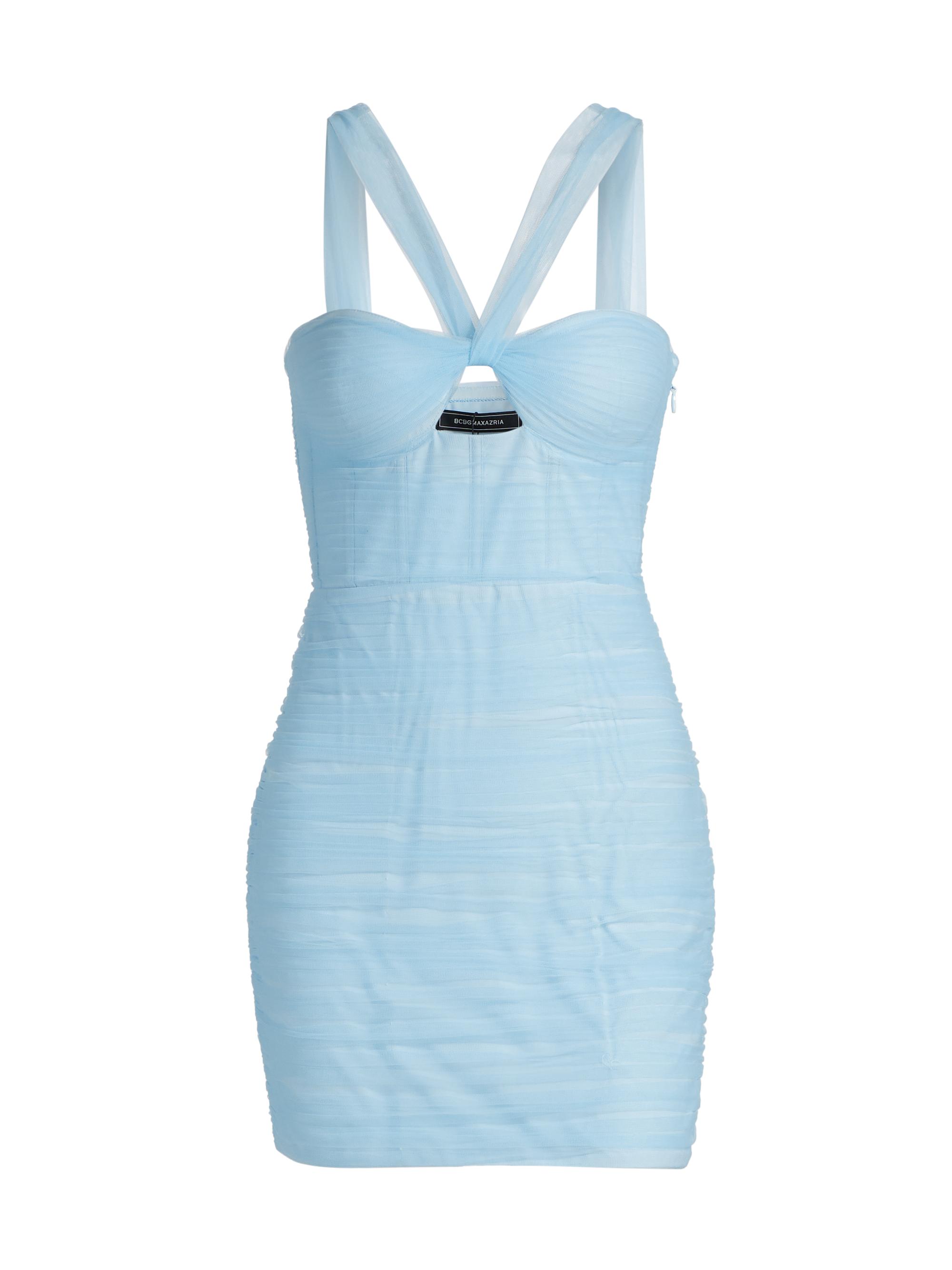 BCBGMAXAZRIA Women's Tulle Halterneck Minidress - Sky Way