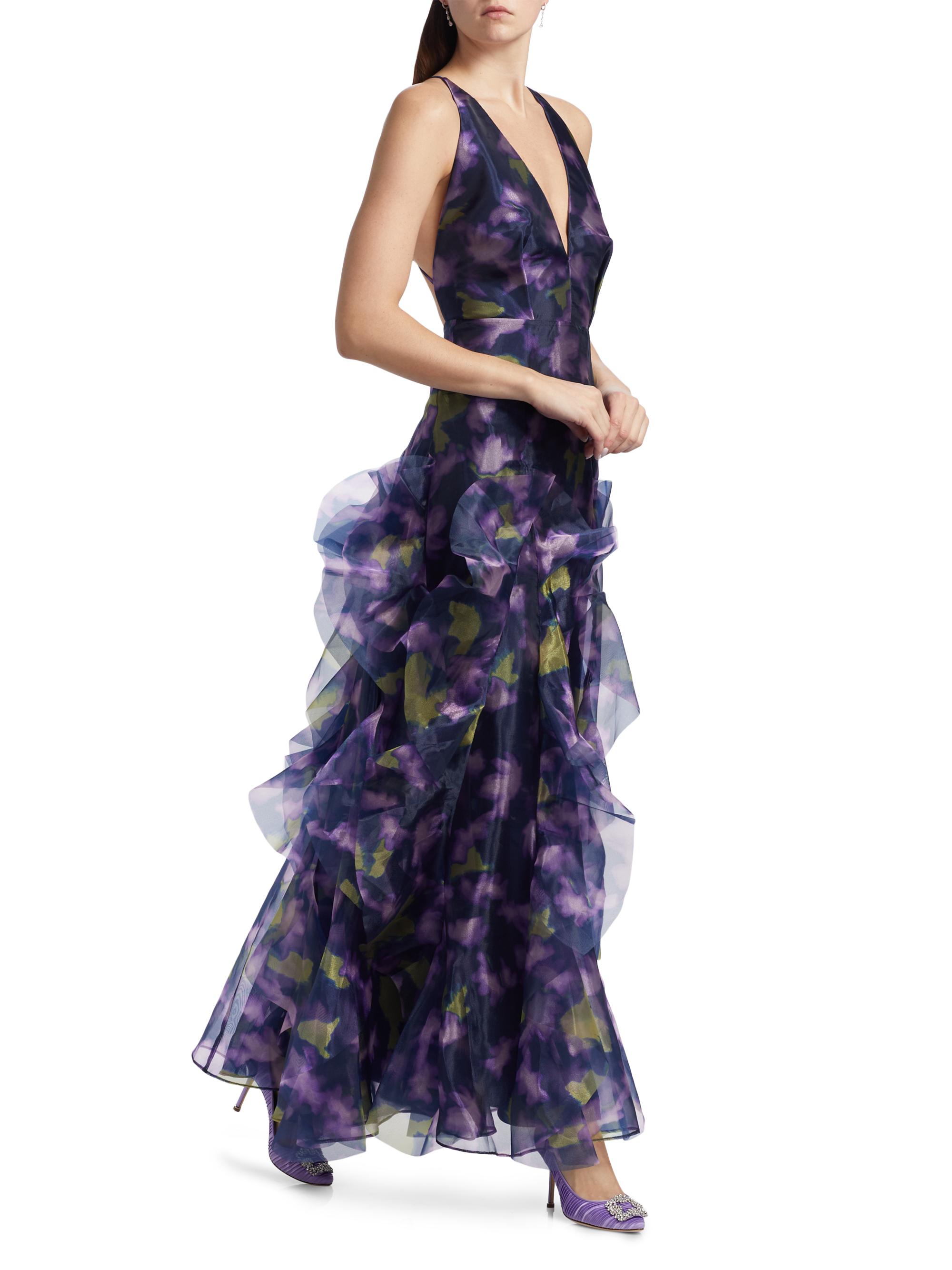 Printed Organza Gown Meadow Violet Floral Print / 14