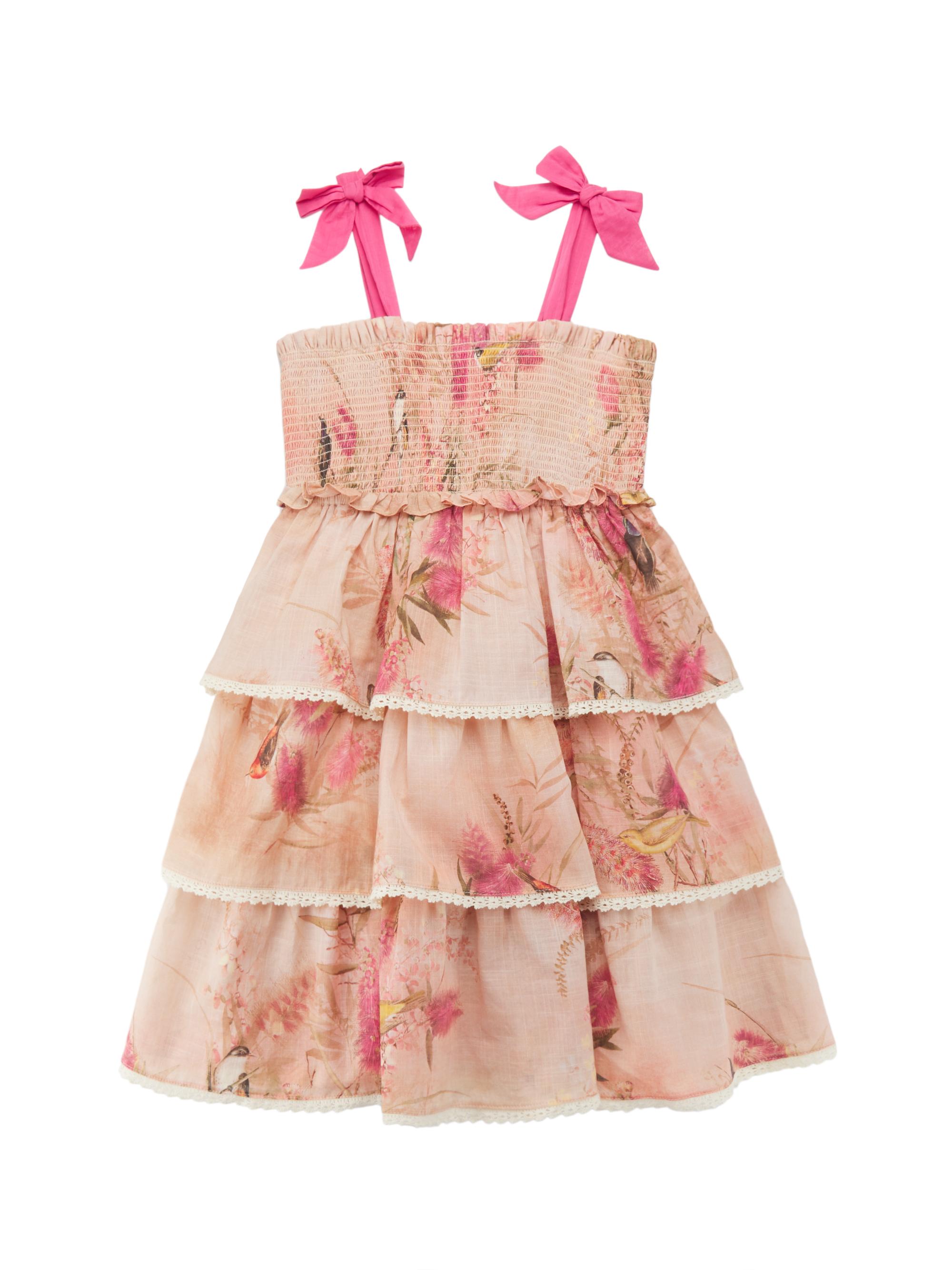 Zimmermann Girl's Botanical Floral Tiered Dress - Pink Botanical Floral