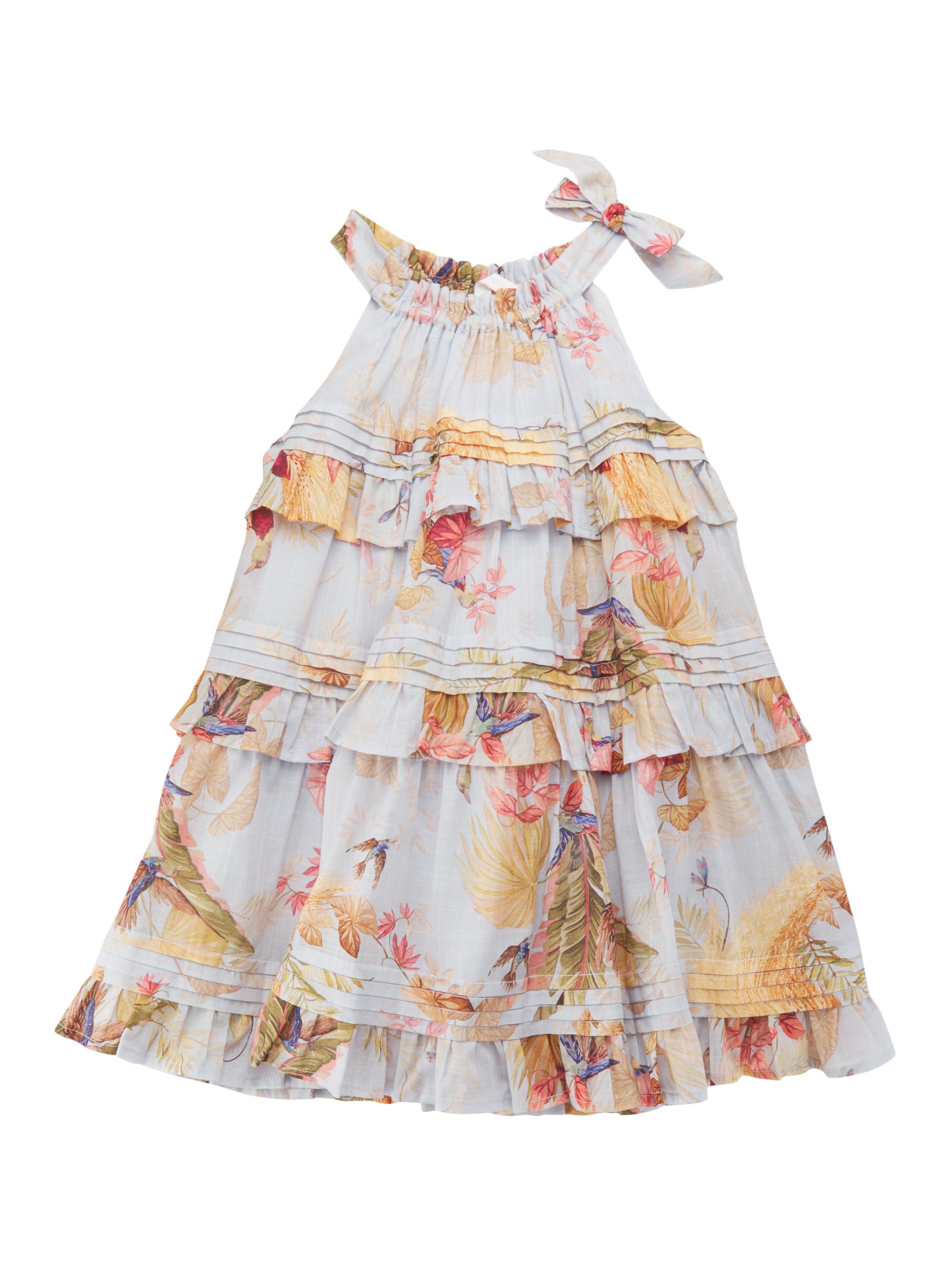 Zimmermann Little Girl's & Girl's Palm Floral Tiered Dress - Aqua Palm Floral