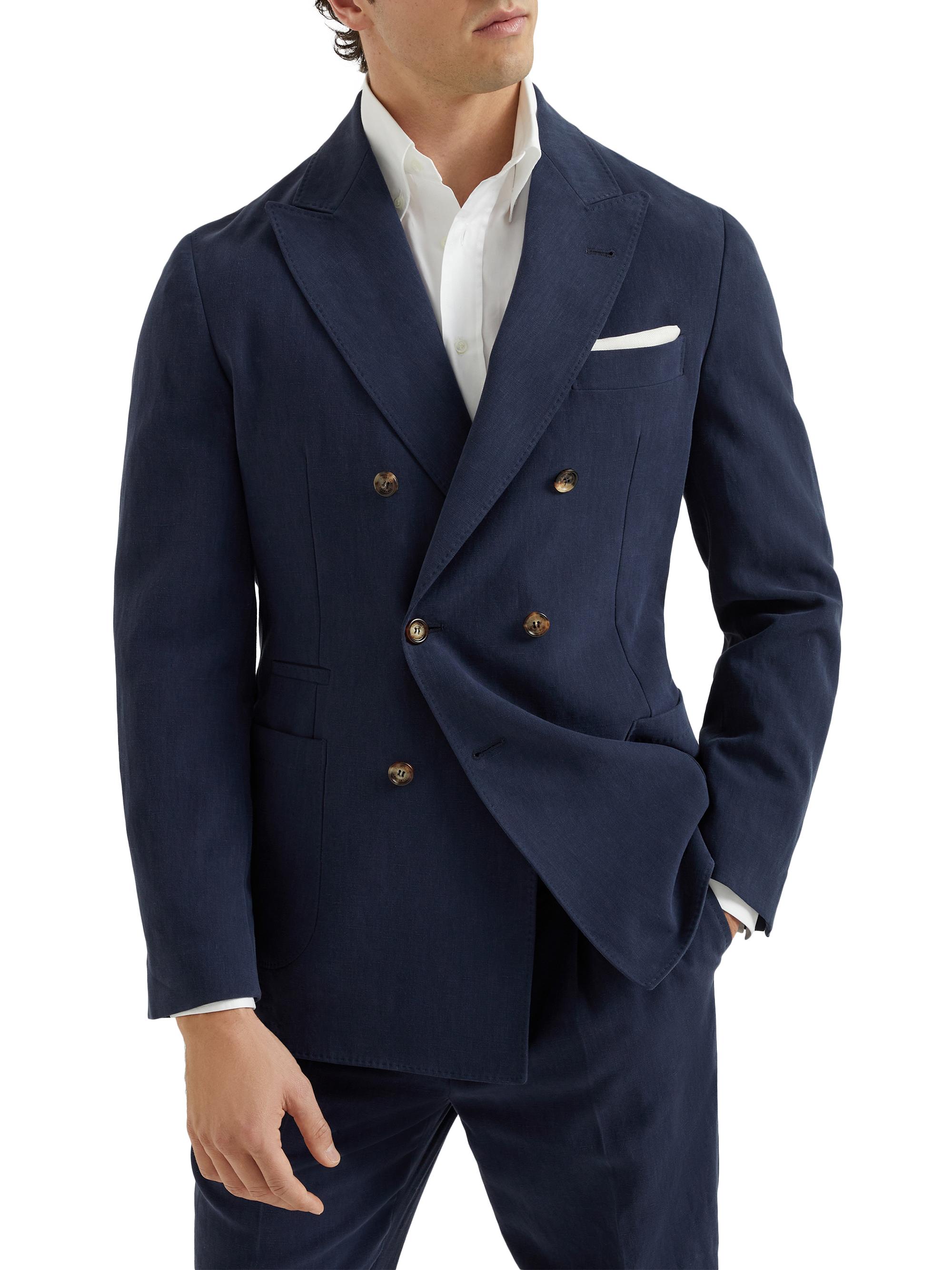 Brunello Cucinelli Men's One and a Half Breasted Deconstructed Blazer - Navy Blue