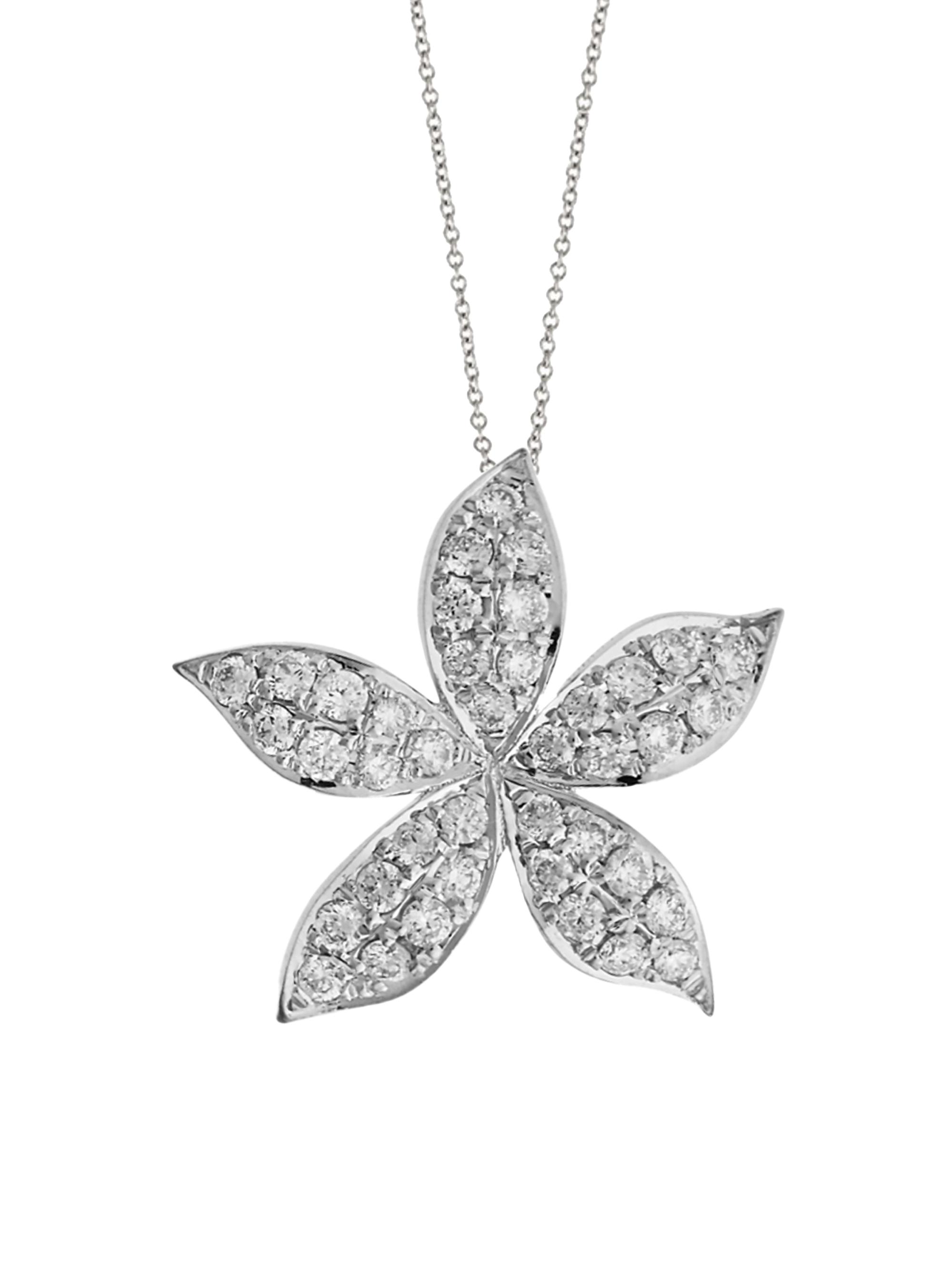 Ileana Makri Women's Blossom Waterfall Flower 18K White Gold & 0.10 TCW Diamond Pendant Necklace - White Gold