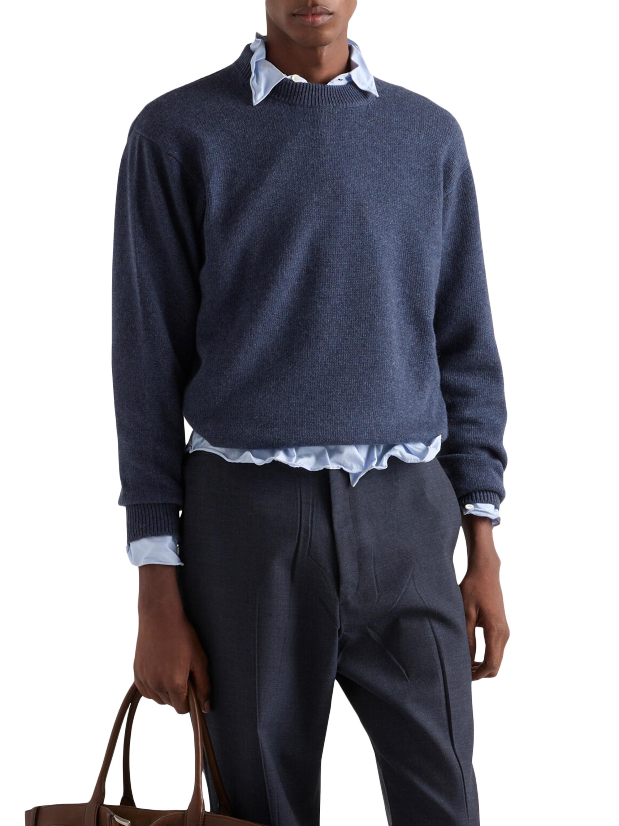 Prada Men's Re-Cashmere Crewneck Sweater - Blue | Thumbnail 2