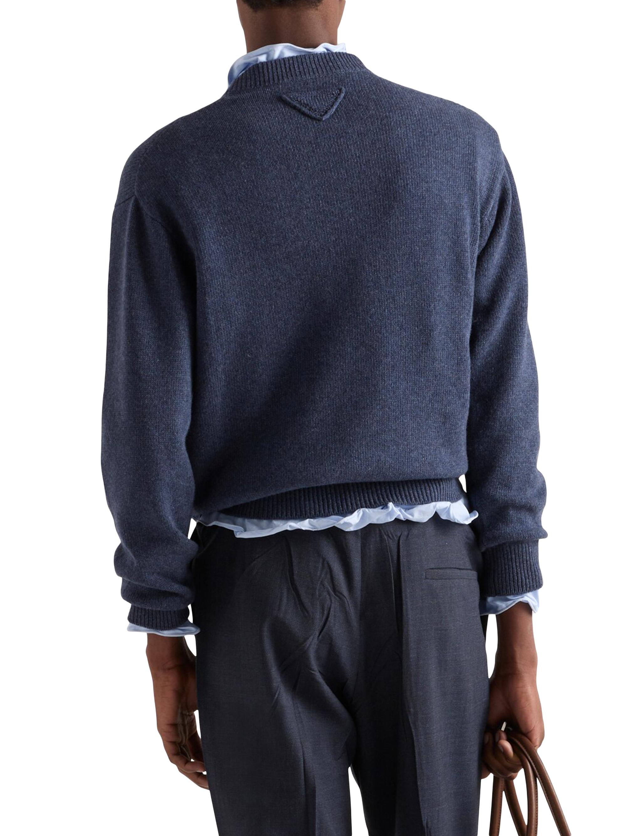 Prada Men's Re-Cashmere Crewneck Sweater - Blue | Thumbnail 3