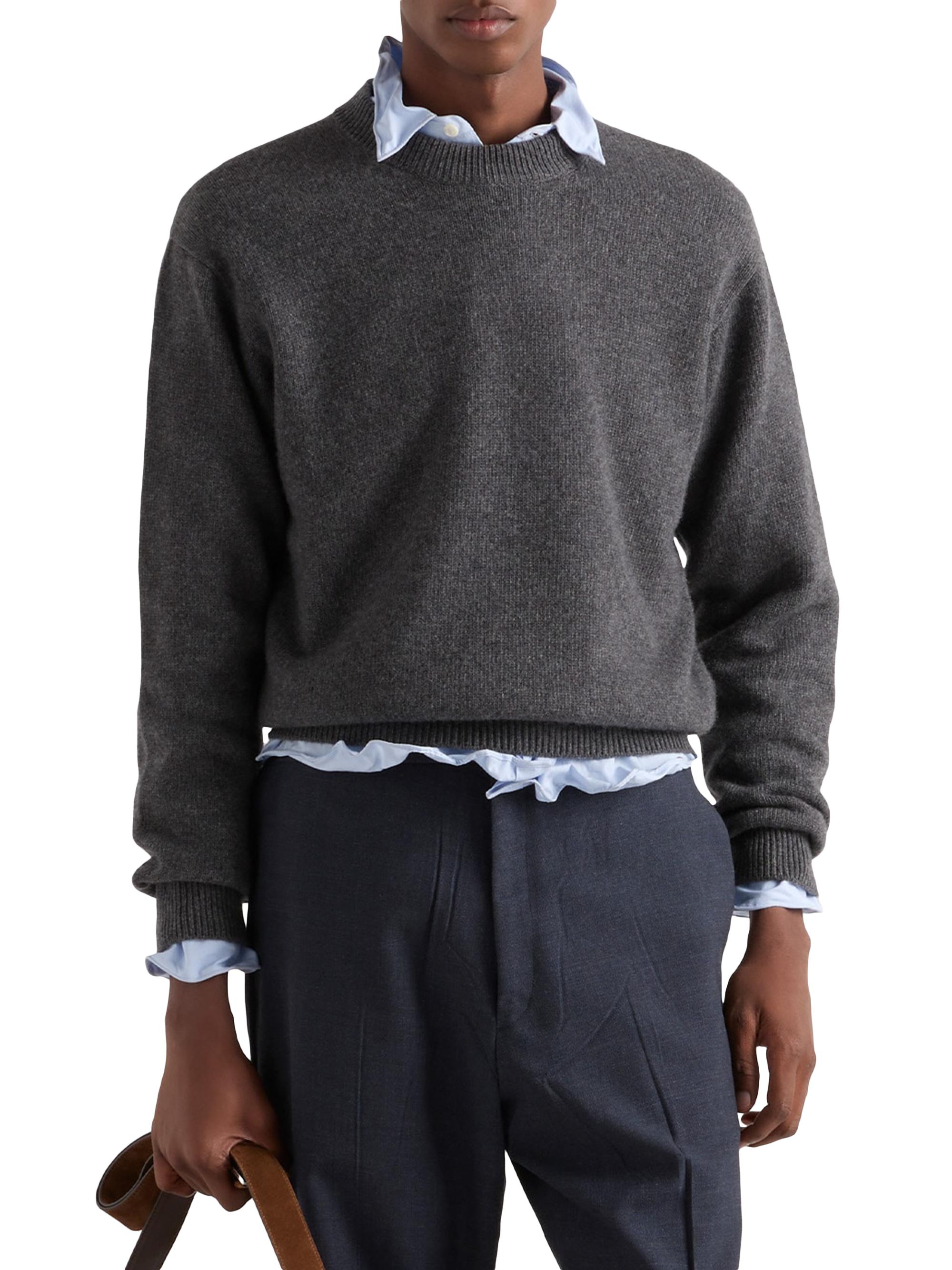 Prada Men's Re-Cashmere Crewneck Sweater - Grey | Thumbnail 2