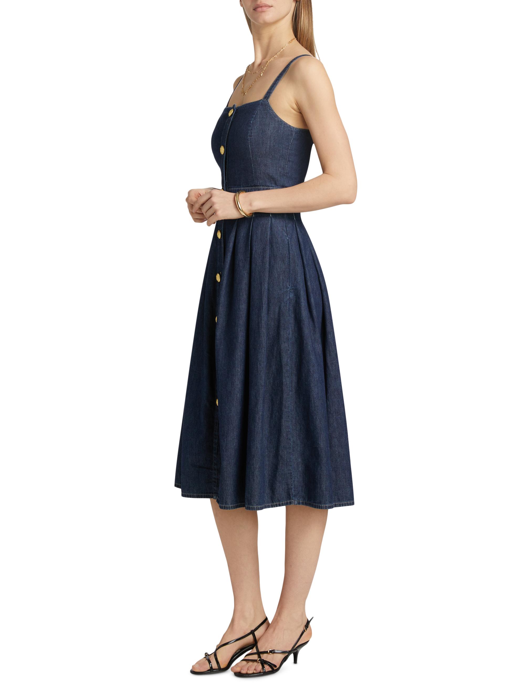 high waisted pinafore dress Vintage Midnight Blue Cottagecore Pinafore Dress Blue Denim(Pre-Sale 10-14days) / L main image 1