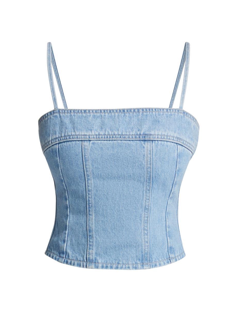 L'AGENCE Arlin Seamed Denim Top | Saks Fifth Avenue