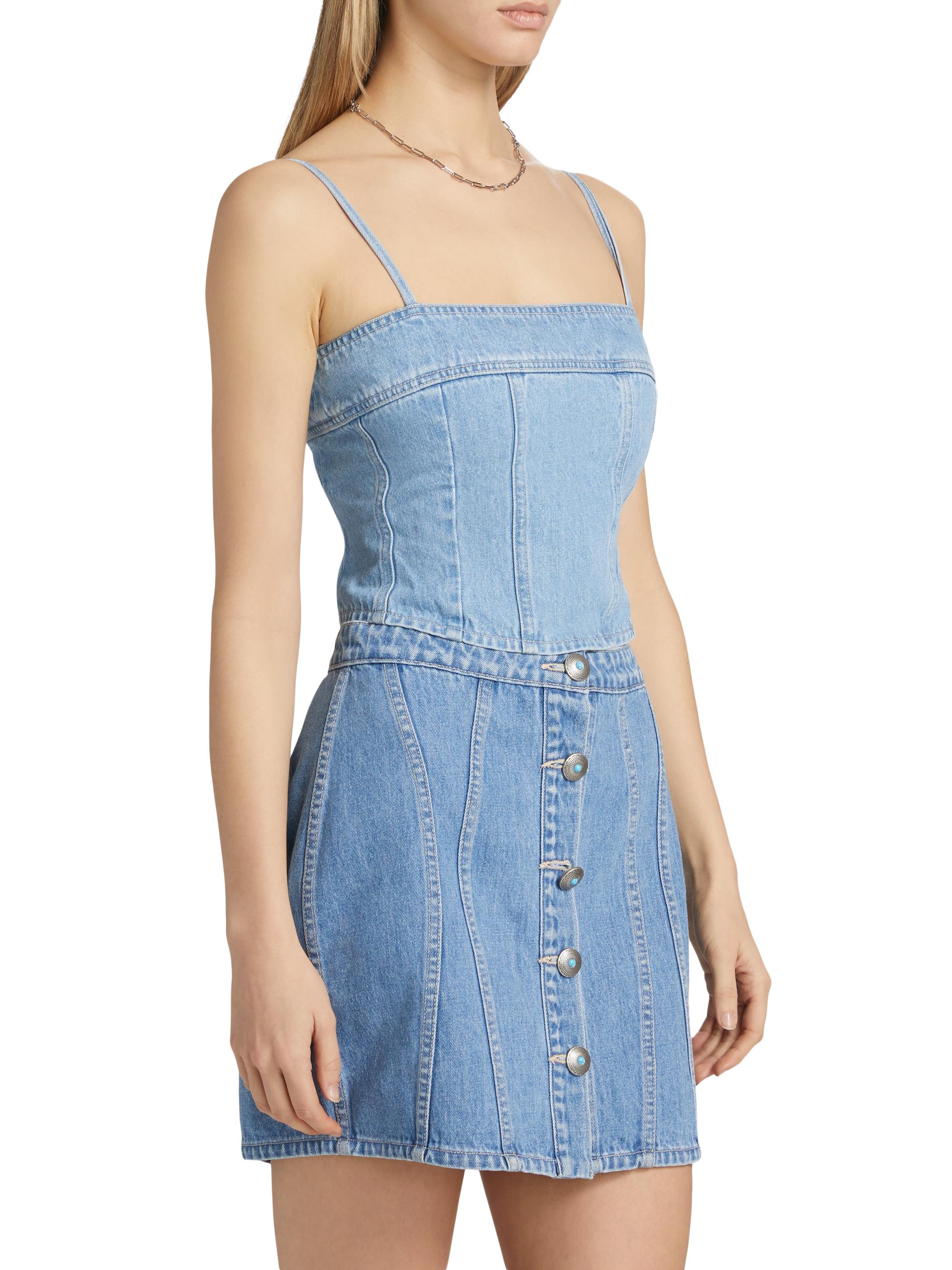 L'AGENCE Arlin Seamed Denim Top | Saks Fifth Avenue