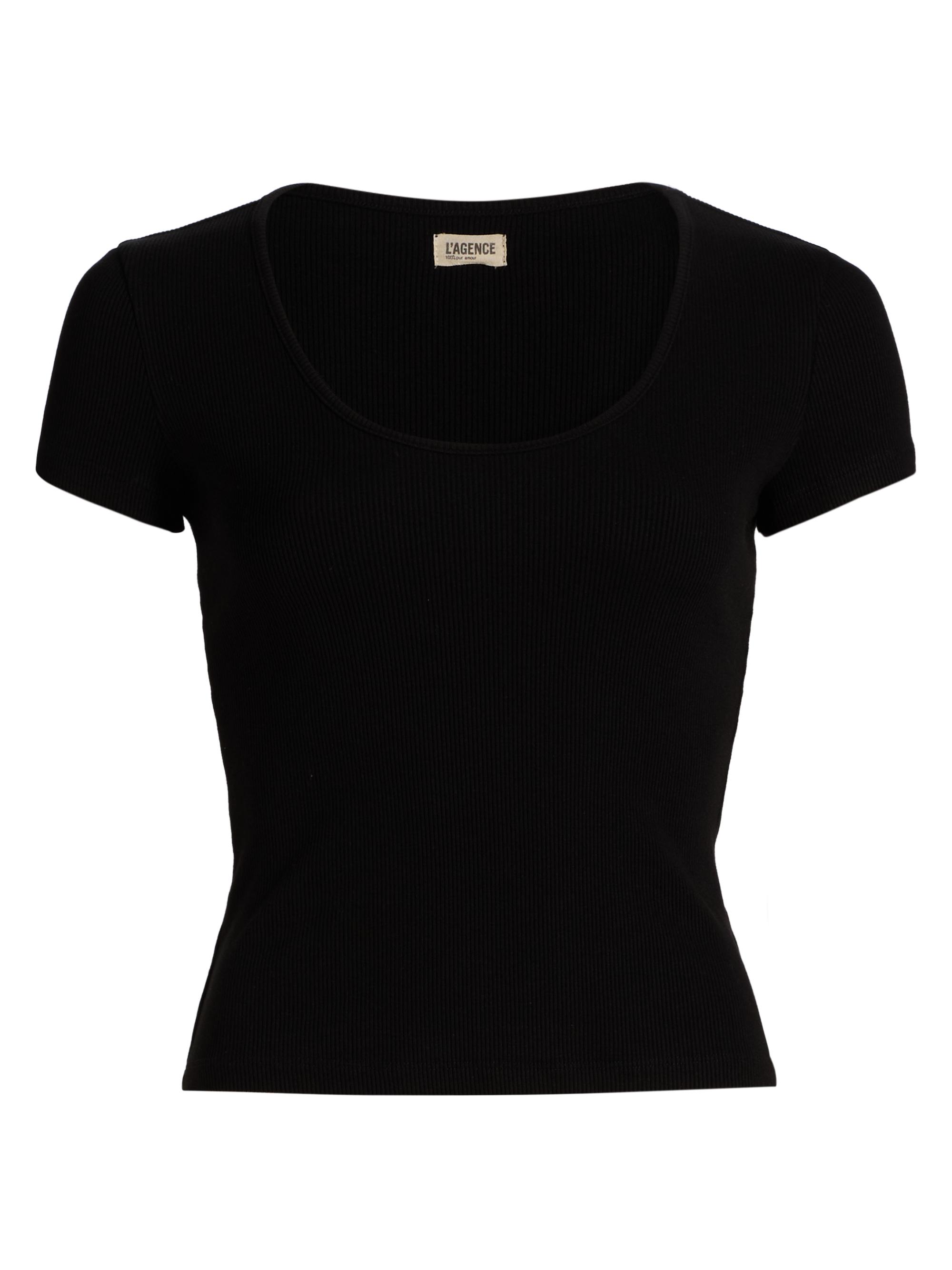 L'AGENCE Women's Brynlee Scoopneck T-Shirt - Black