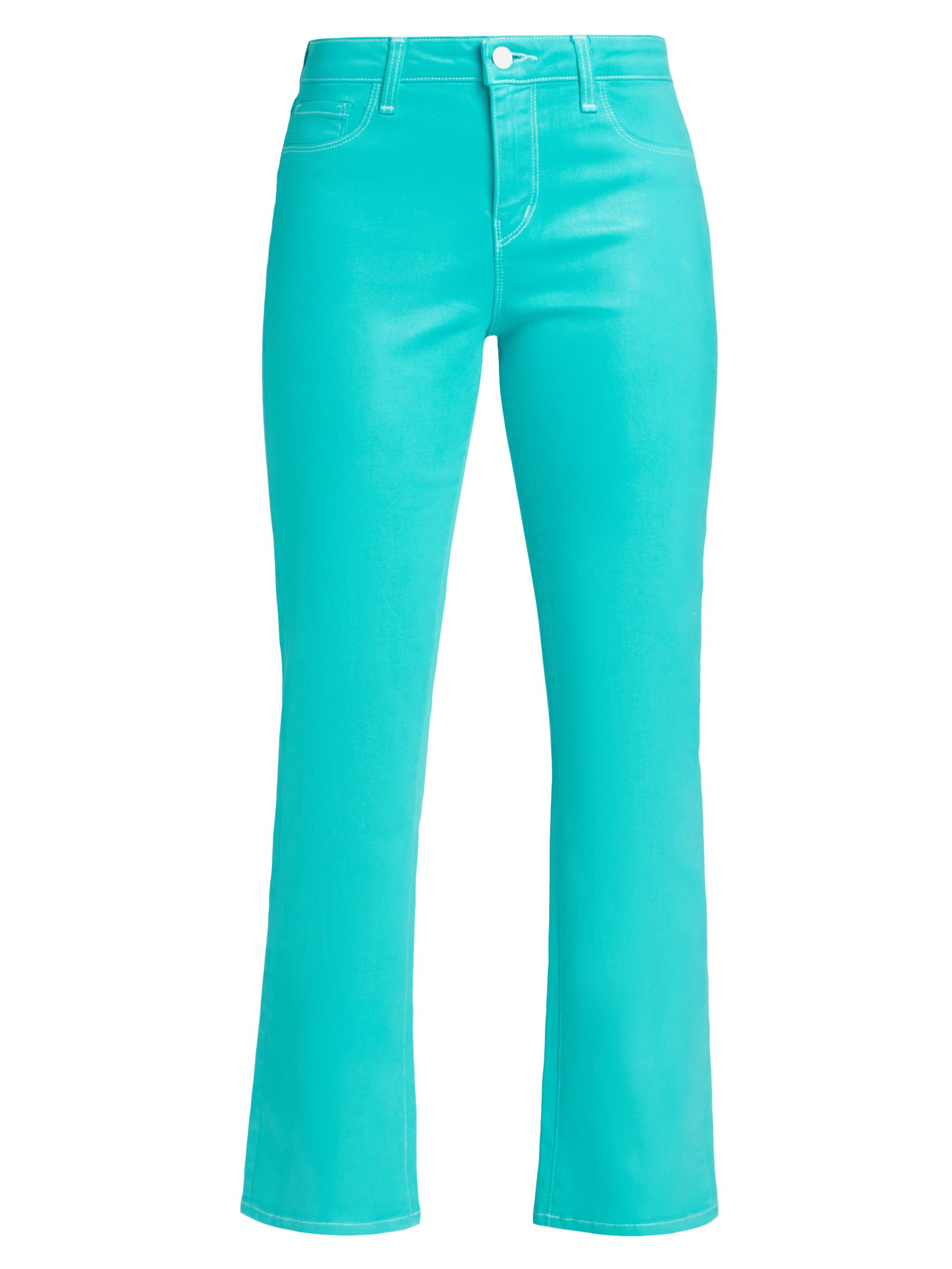 L'AGENCE Women's Tati High-Rise Crop Micro Bootcut Jeans - Pool Blue White