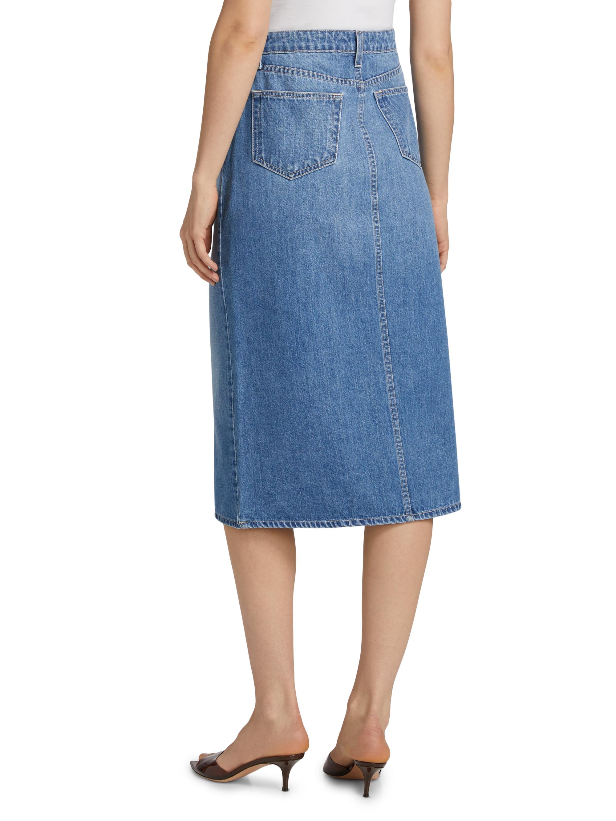 L'AGENCE Kathleen Button-Front Denim Midi-Skirt | Saks Fifth Avenue