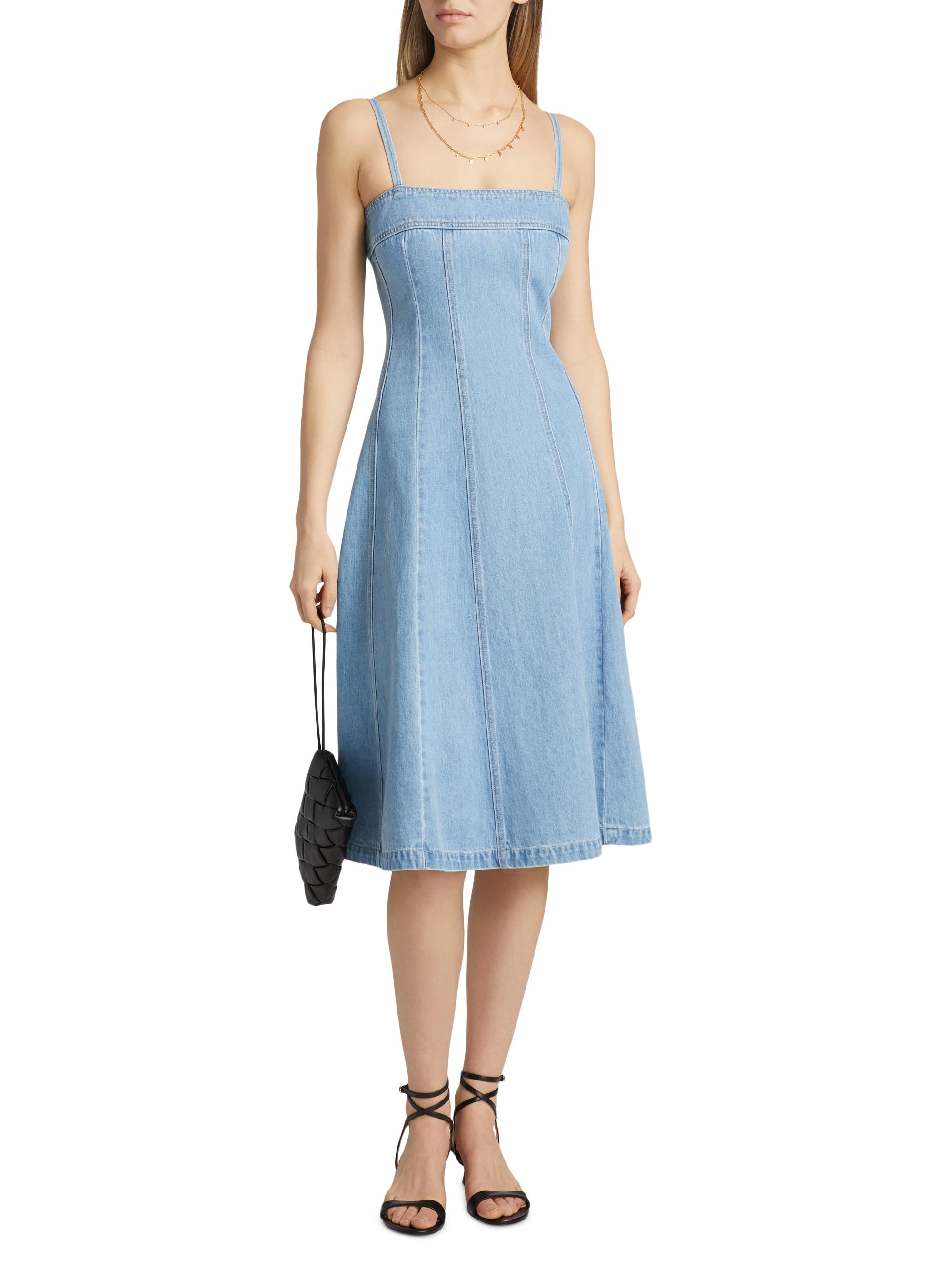 L'AGENCE Mitzy Seamed Denim Midi-Dress | Saks Fifth Avenue