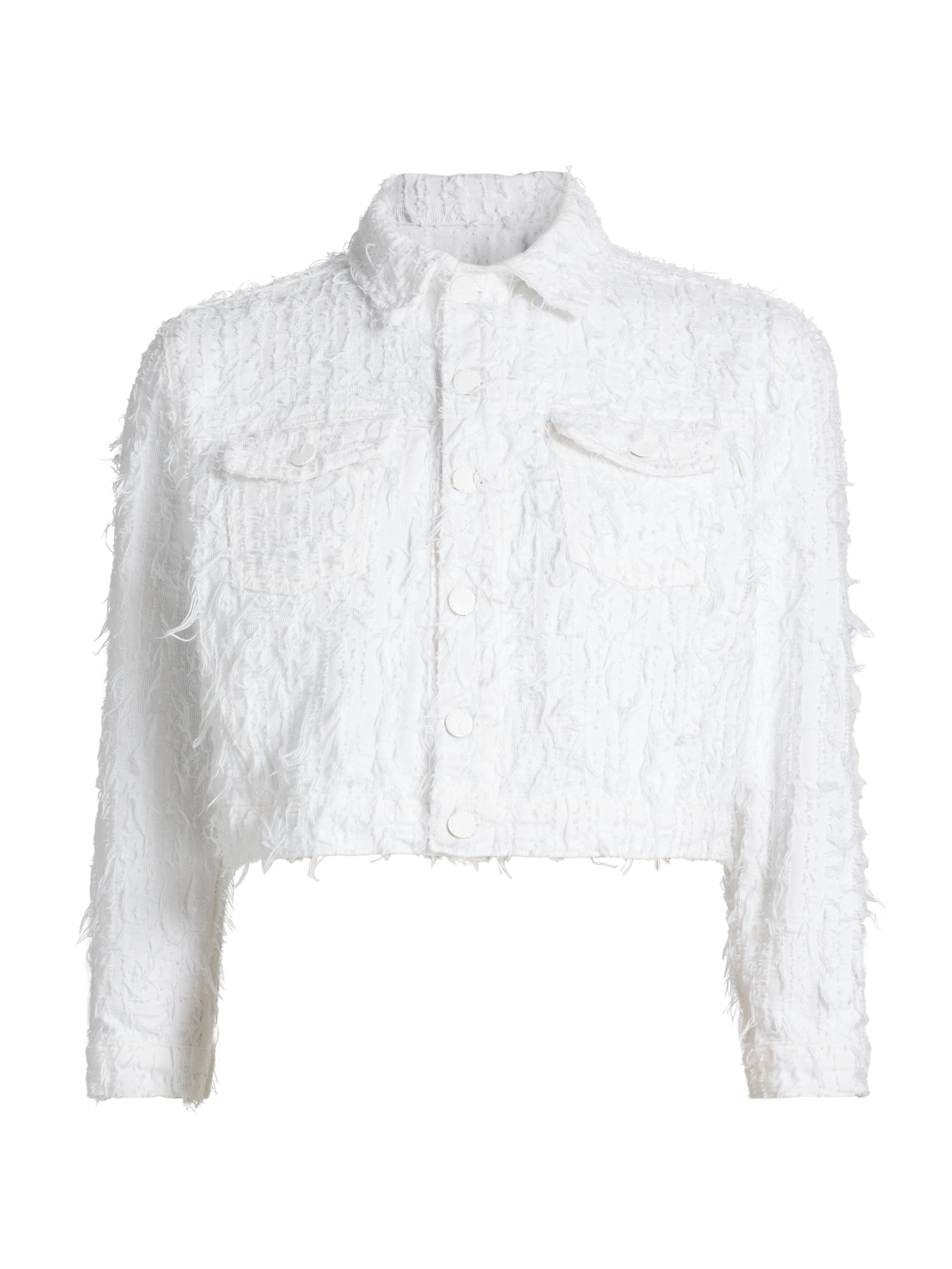 L'AGENCE Women's Koda Texured Denim Cropped Jacket - Blanc