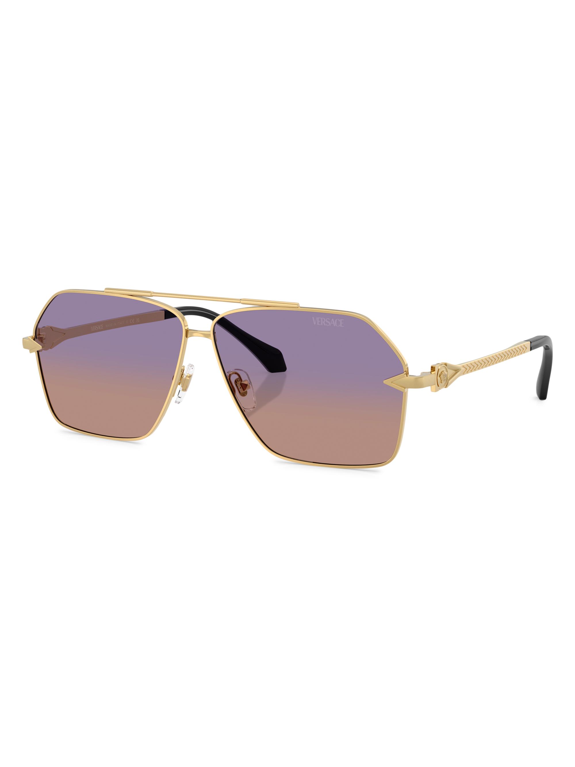 Versace Women's 63MM Aviator Sunglasses - Gold Purple Pink