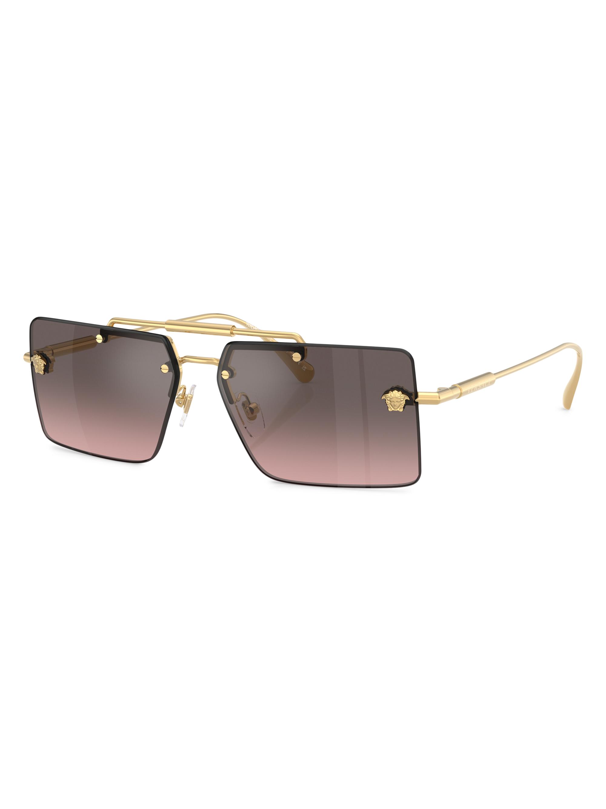 Versace Women's 60MM Rectangular Sunglasses - Gold Purple