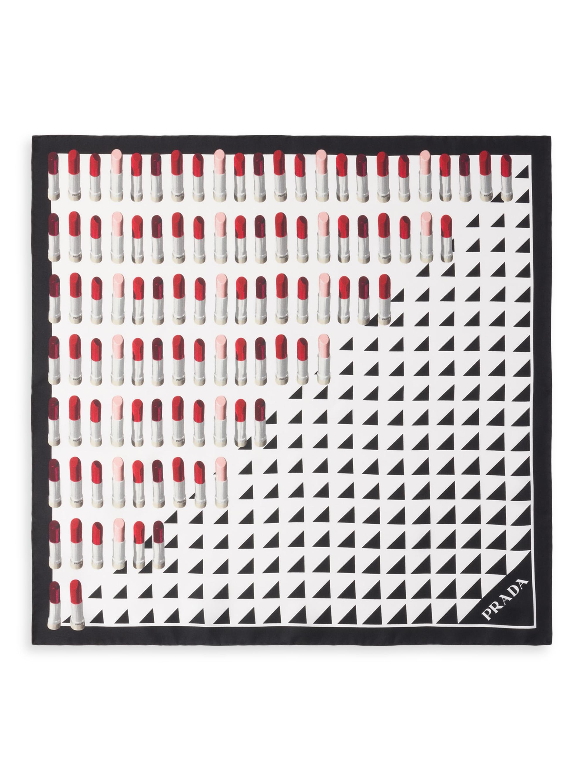 Prada Women's Printed Silk Twill 55CM Square Scarf - Black