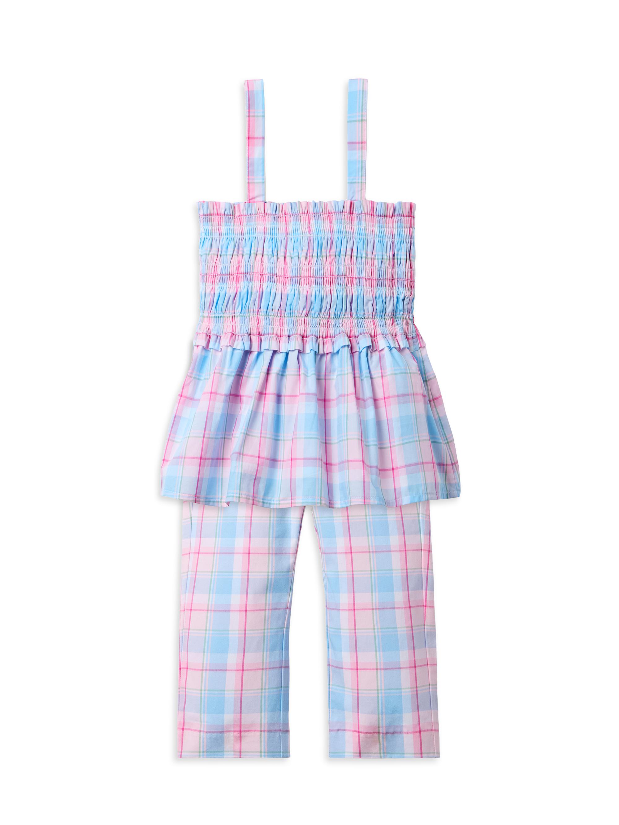 Janie and Jack Little Girl's & Girl's Madras Plaid Top & Pants Set - Pink Blue