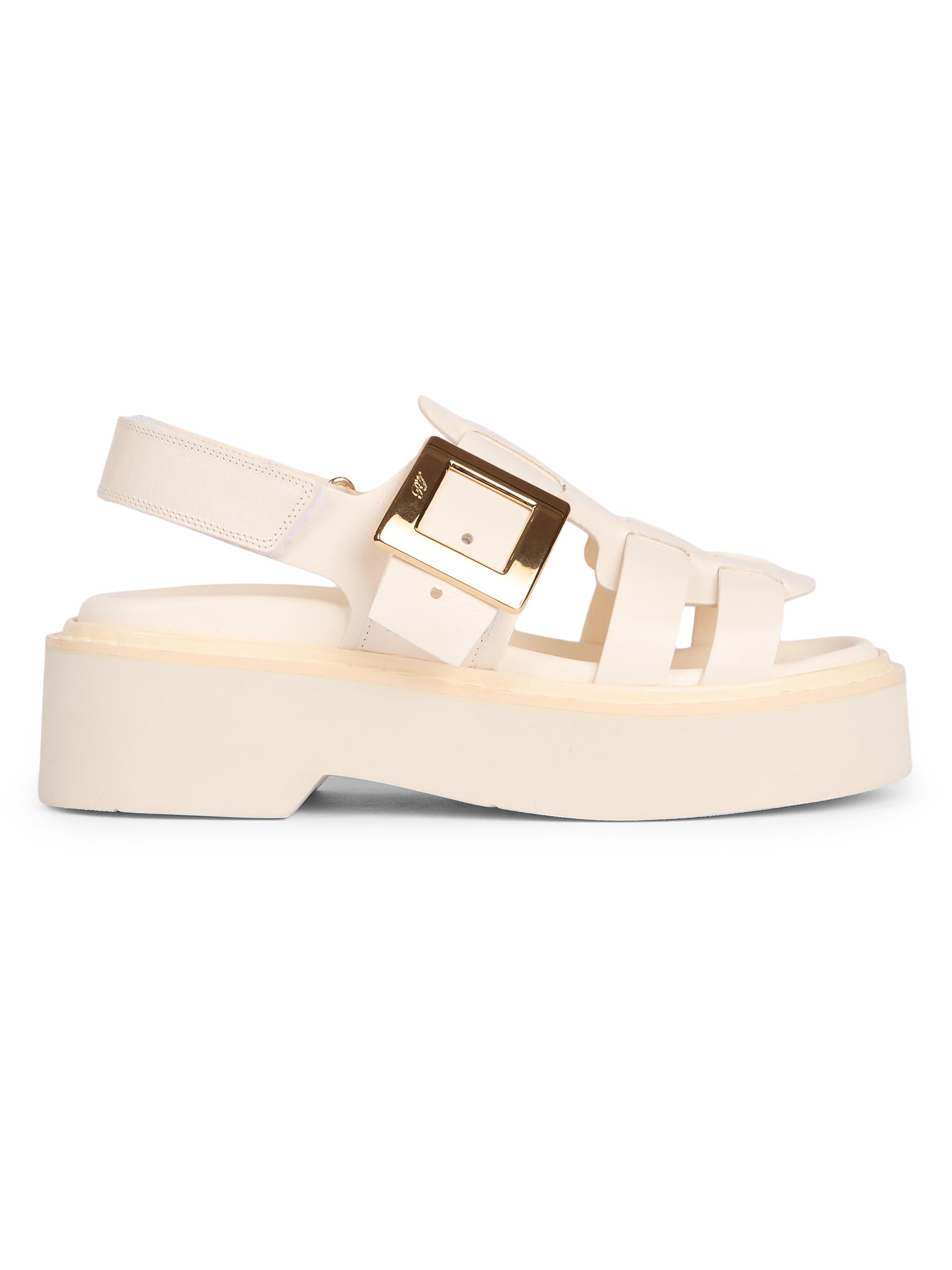 Roger Vivier Women's Viv Rangers 50MM Leather Platform Sandals - Natural