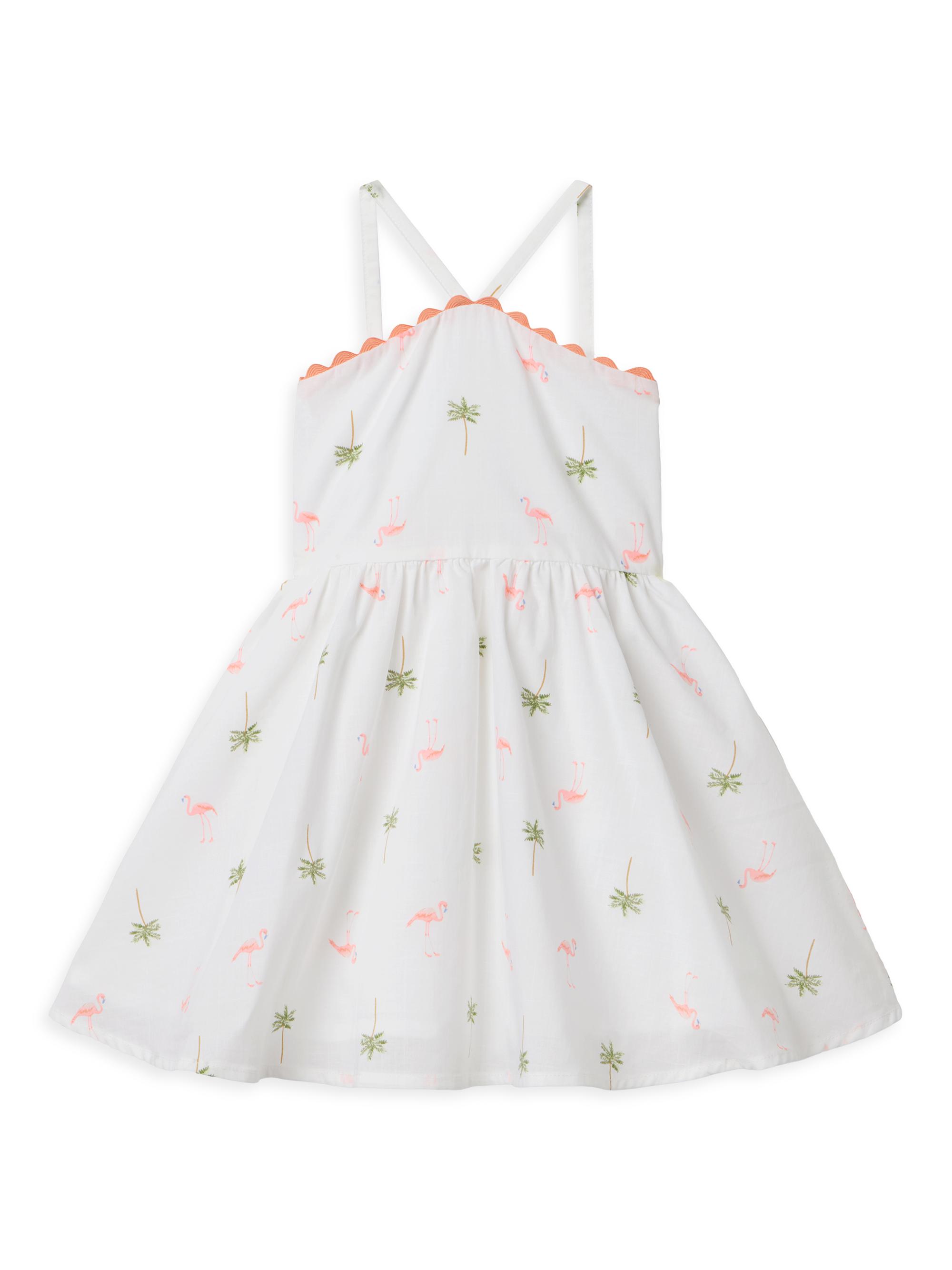 Janie and Jack Little Girl's Tropics Print Dress & Bloomers Set - White