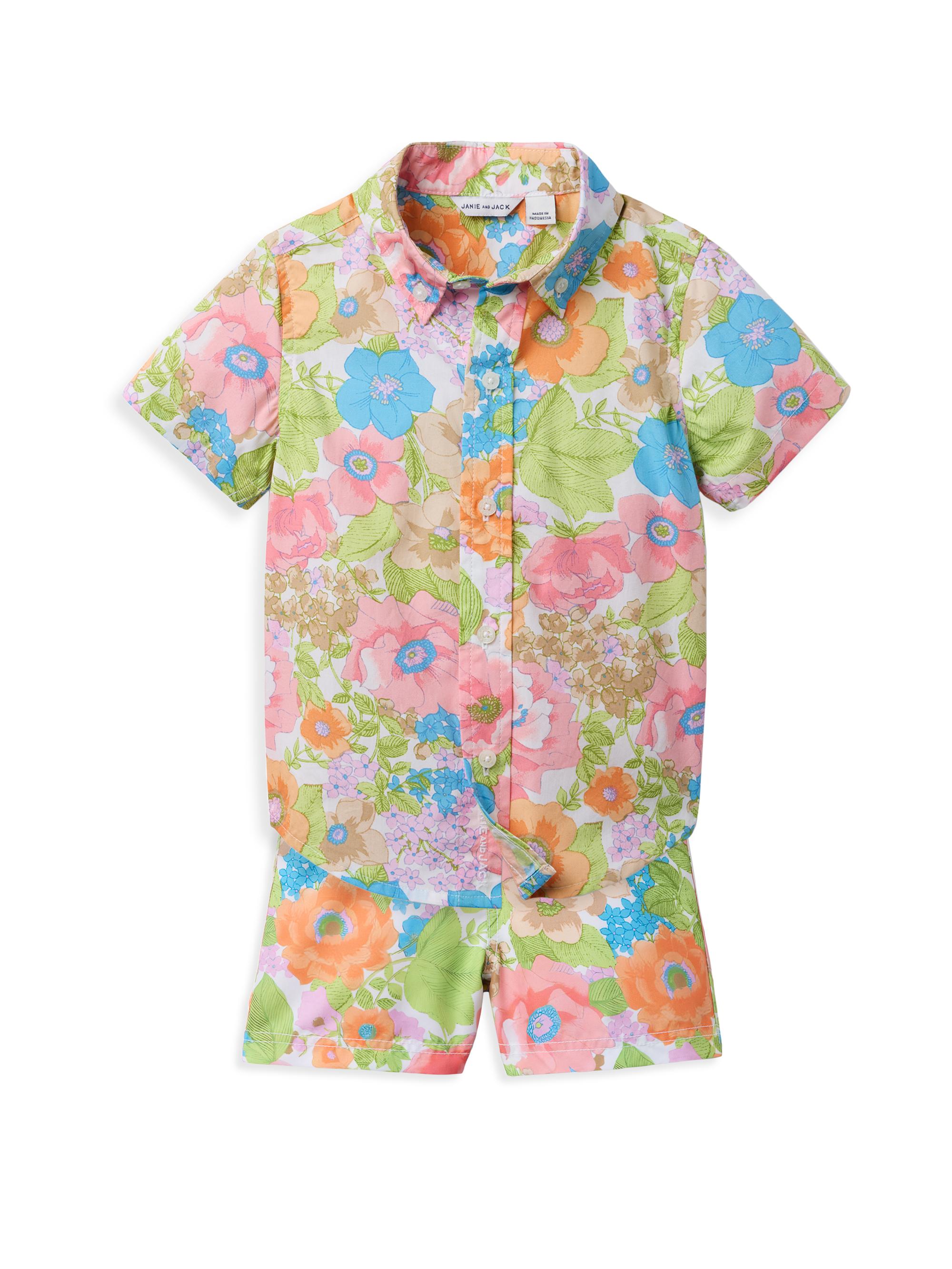 Janie and Jack Little Boy's & Boy's Bright Floral Cabana Set