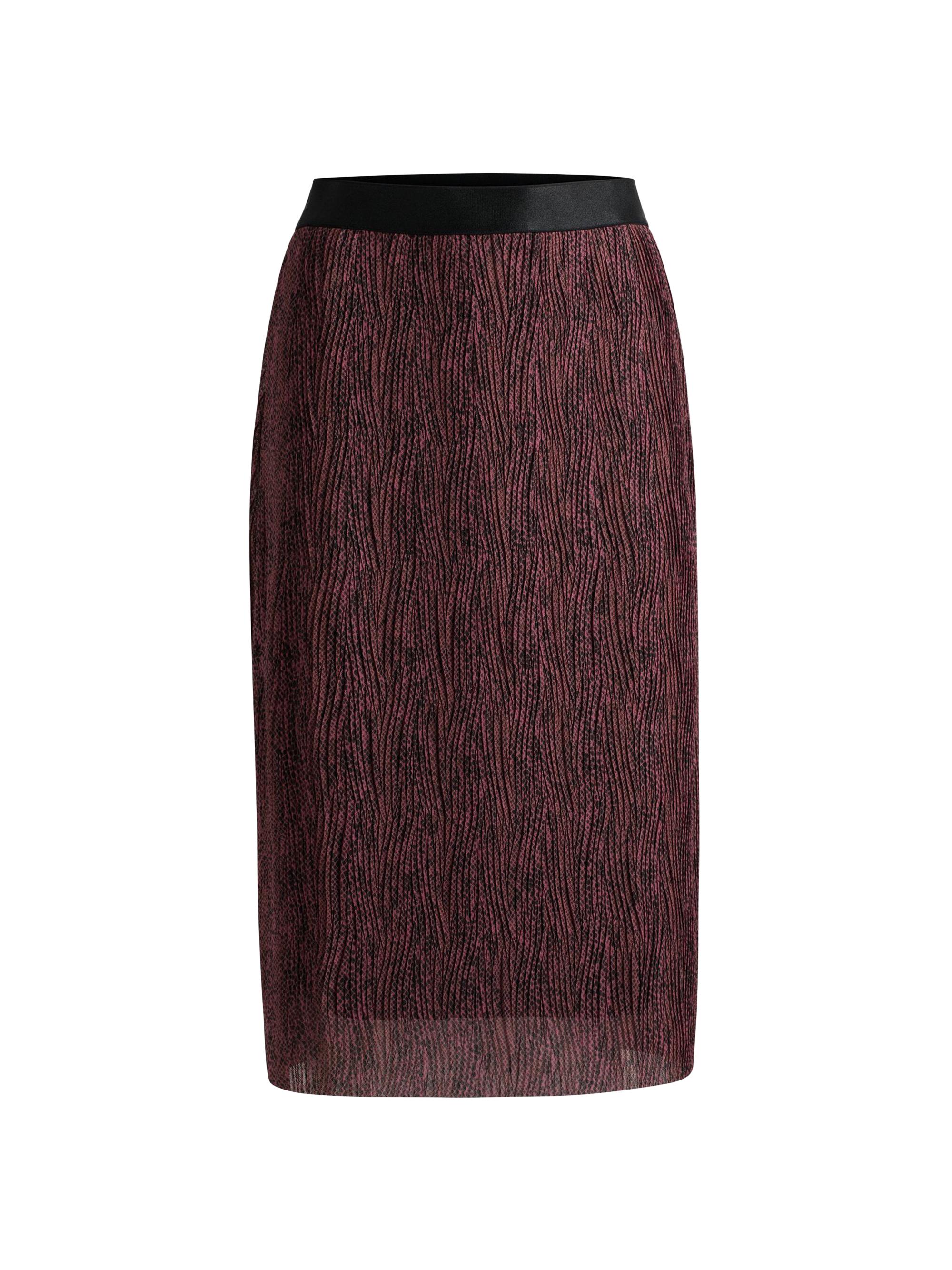 BOSS Women's Stretch-Tulle Slim-Fit Skirt - Brown Patterned