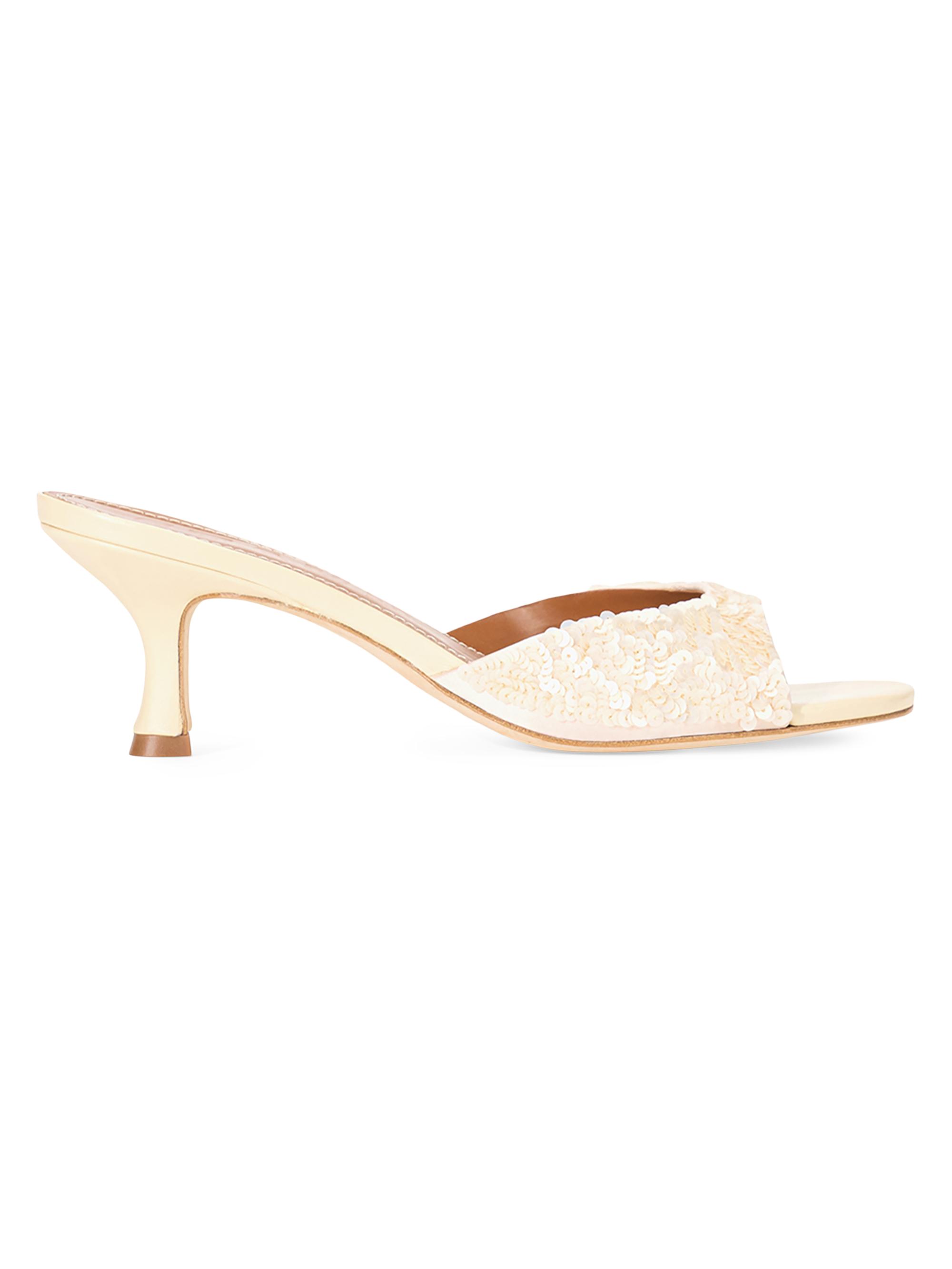 Staud Women's Brigitte 55MM Sequin Sandals - Cream